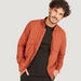 Iconic Textured Zip Through Bomber Jacket with Long Sleeves and Pockets-Jackets-thumbnail-4