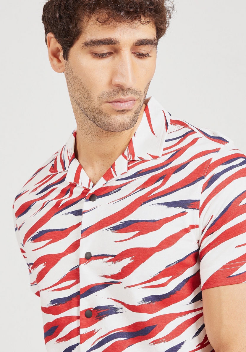 Iconic Printed Shirt with Camp Collar and Short Sleeves-Shirts-image-0