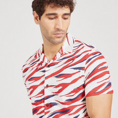 Iconic Printed Shirt with Camp Collar and Short Sleeves