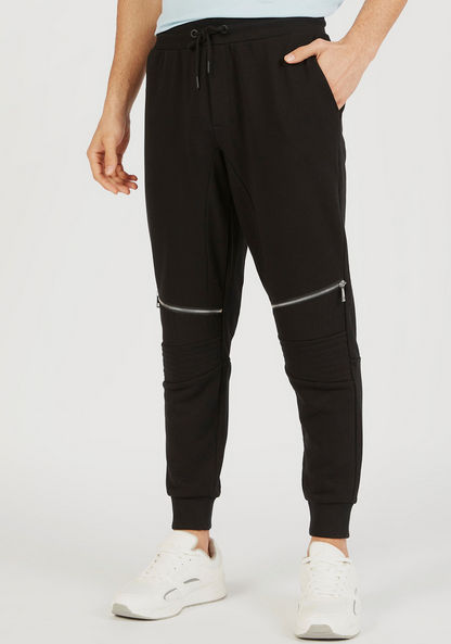 Iconic Solid Joggers with Pockets and Drawstring Closure-Joggers-image-0