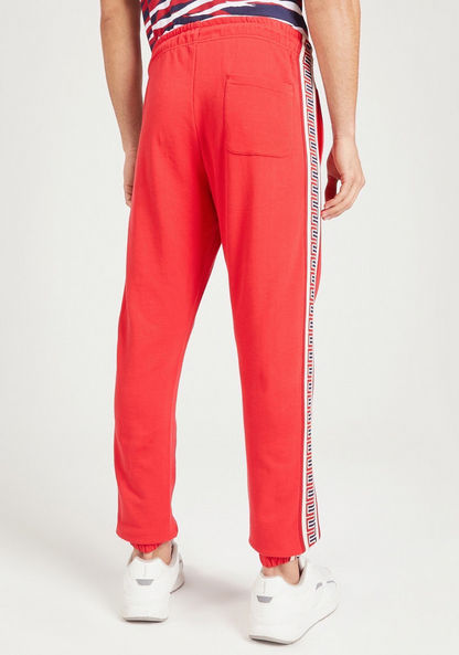 Iconic Solid Joggers with Drawstring Closure and Tape Detail-Joggers-image-3