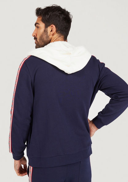 Iconic Solid Hooded Sweatshirt with Tape Detail-Sweatshirts-image-3