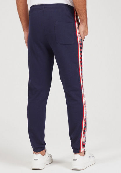 Iconic Solid Joggers with Drawstring Closure and Tape Detail-Joggers-image-3
