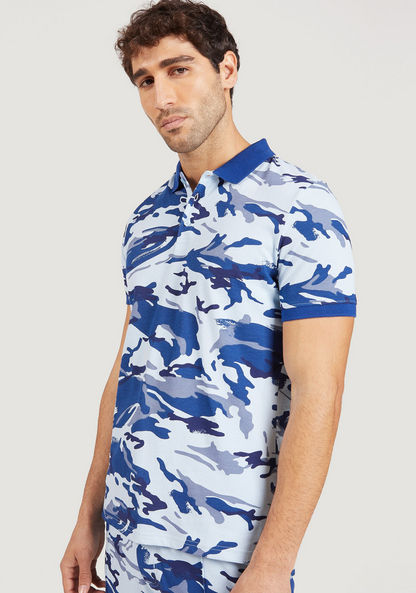 Iconic Camouflage Print Polo T-shirt with Short Sleeves-Polos-image-2