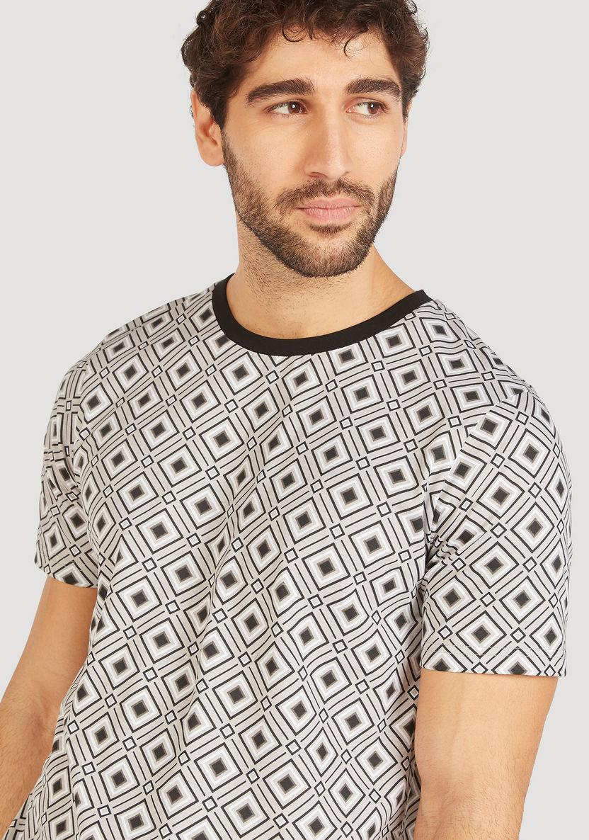 Iconic Printed Crew Neck T-shirt with Short Sleeves-T Shirts-image-2