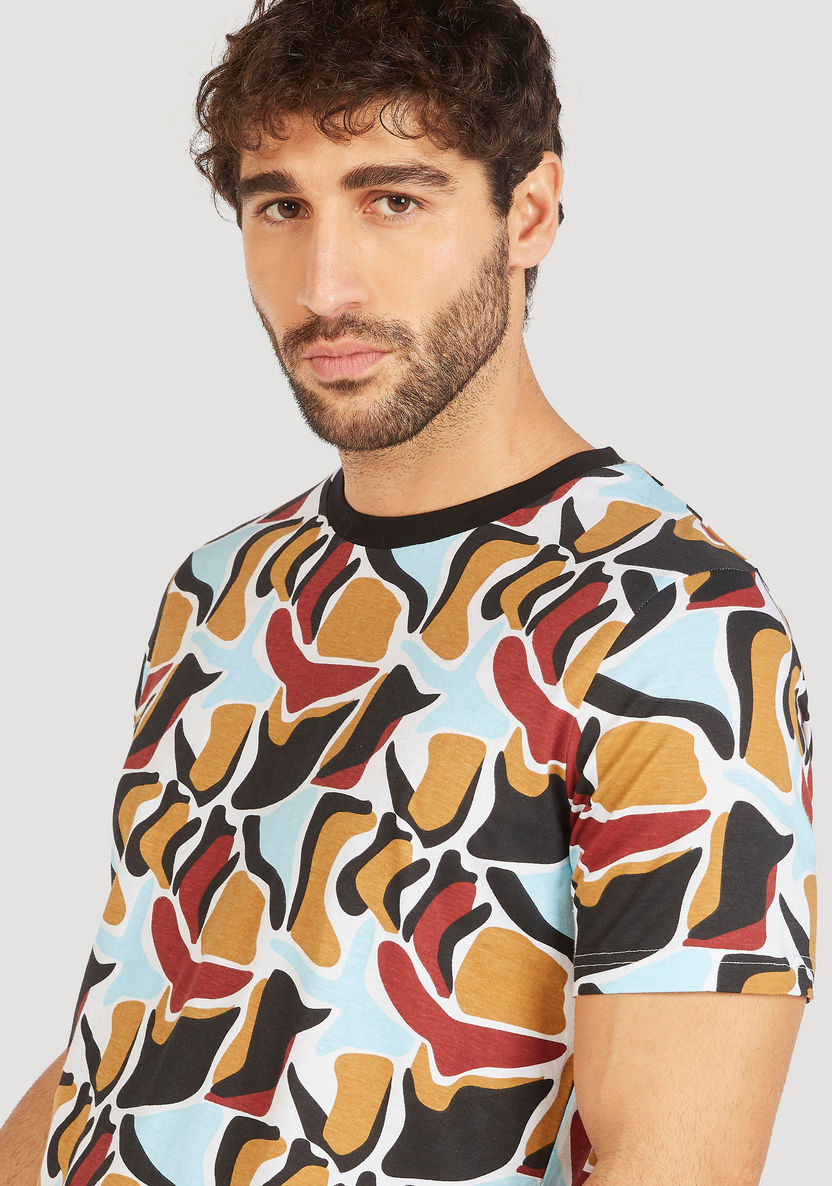 Iconic Printed Crew Neck T-shirt with Short Sleeves-Jackets-image-0