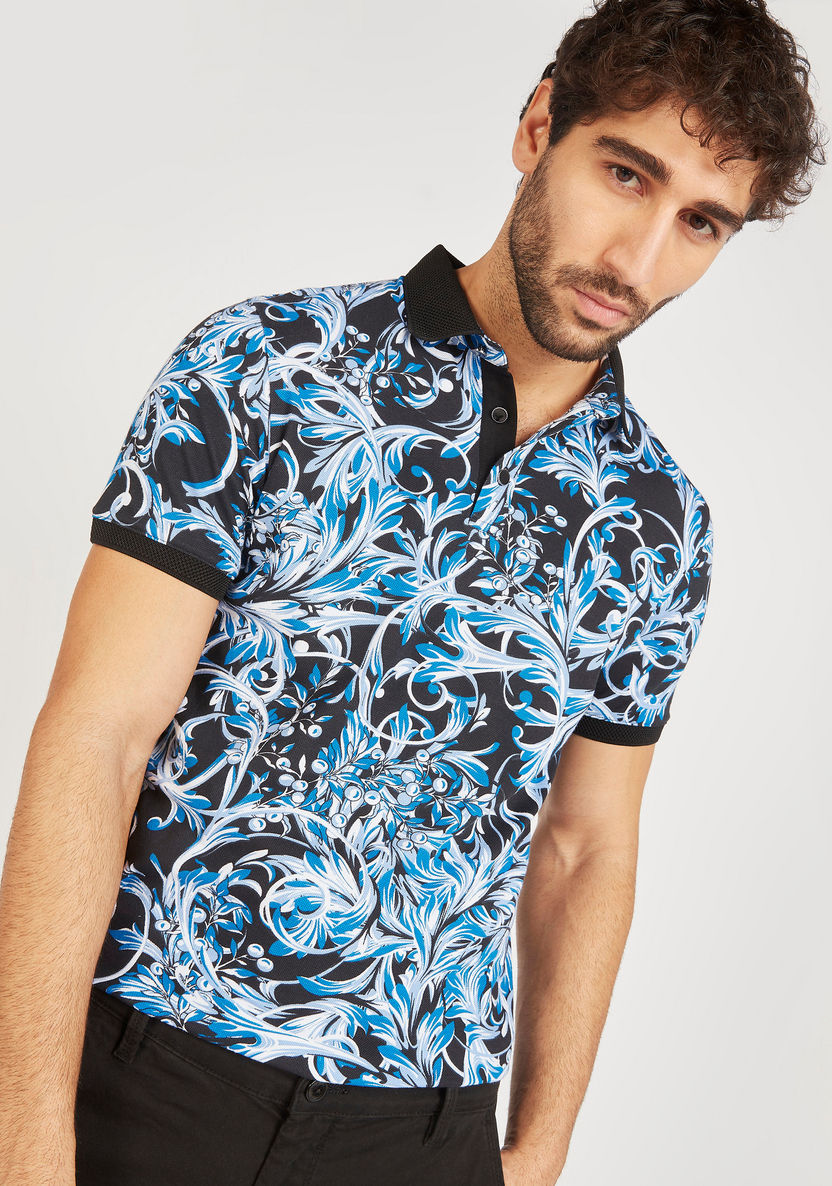 Iconic Printed Polo T-shirt with Short Sleeves-Polos-image-0