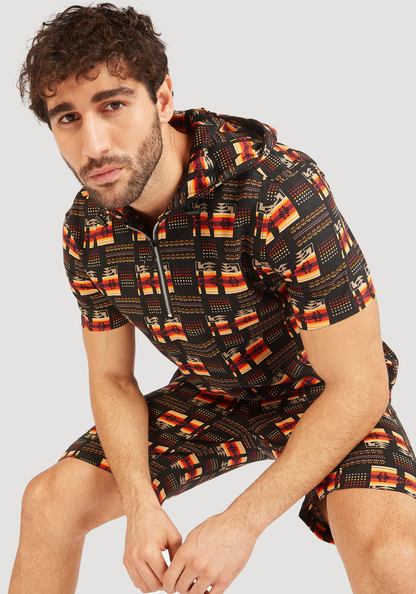 Iconic Printed Shirt with Hood and Short Sleeves-Shirts-image-0