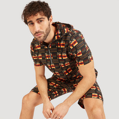 Iconic Printed Shirt with Hood and Short Sleeves