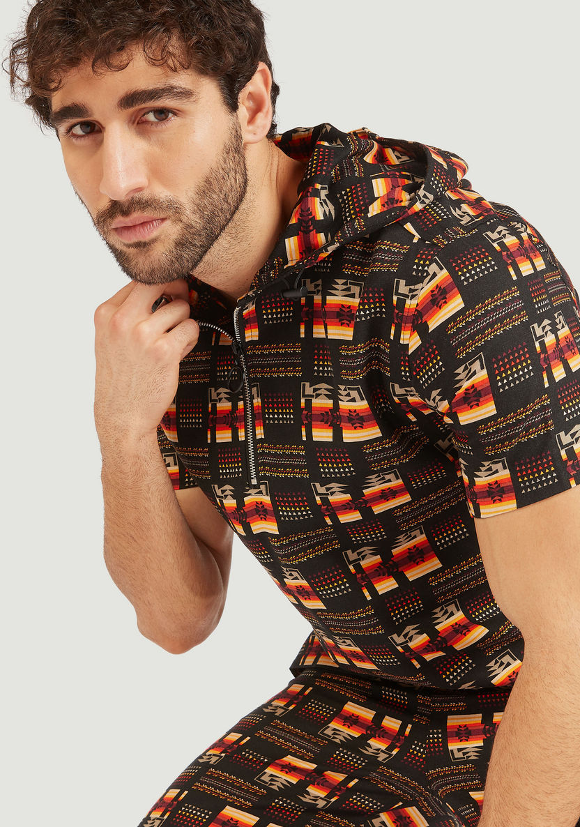 Iconic Printed Shirt with Hood and Short Sleeves-Shirts-image-2