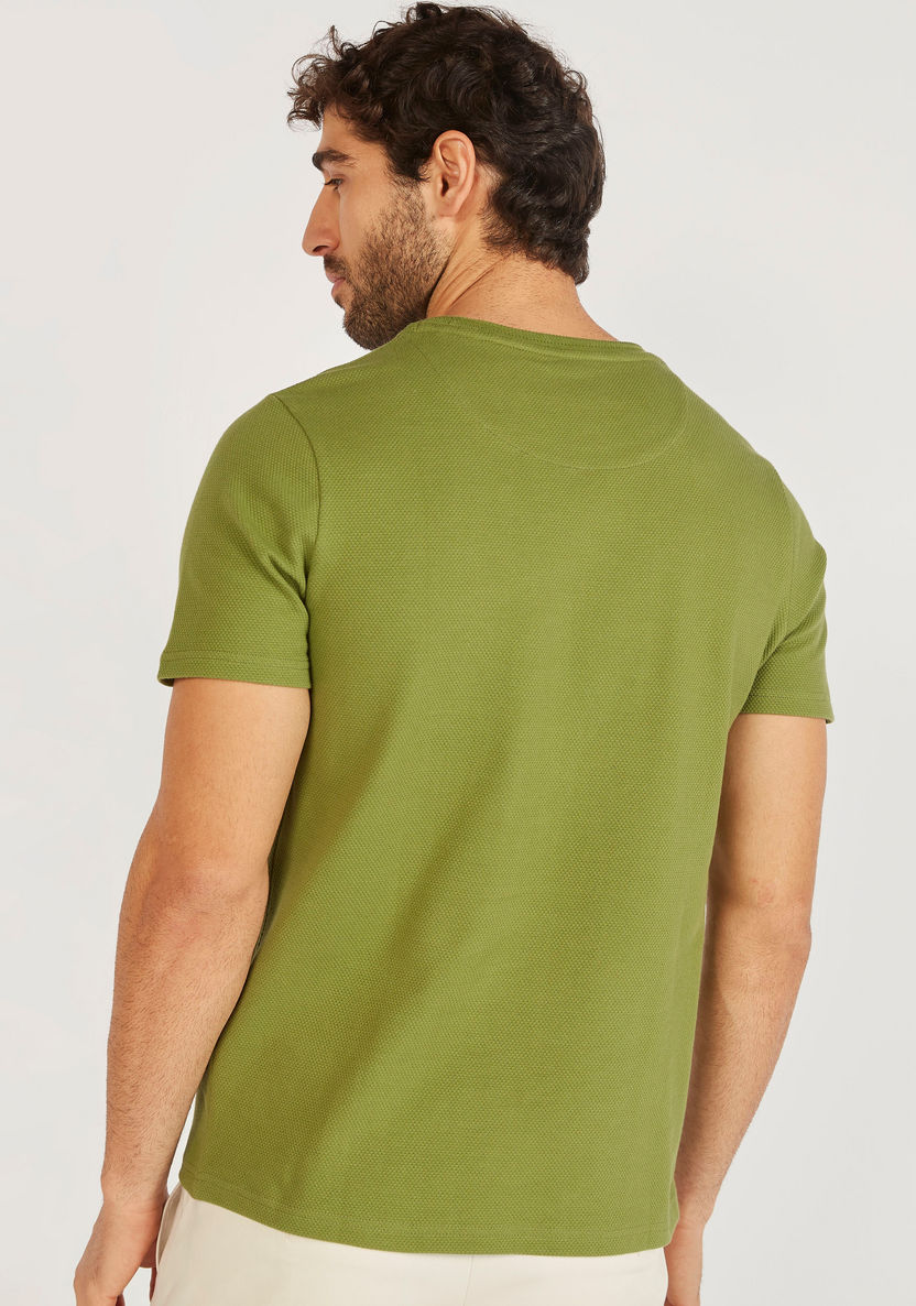 Iconic Textured T-shirt with Crew Neck and Short Sleeves-T Shirts-image-3