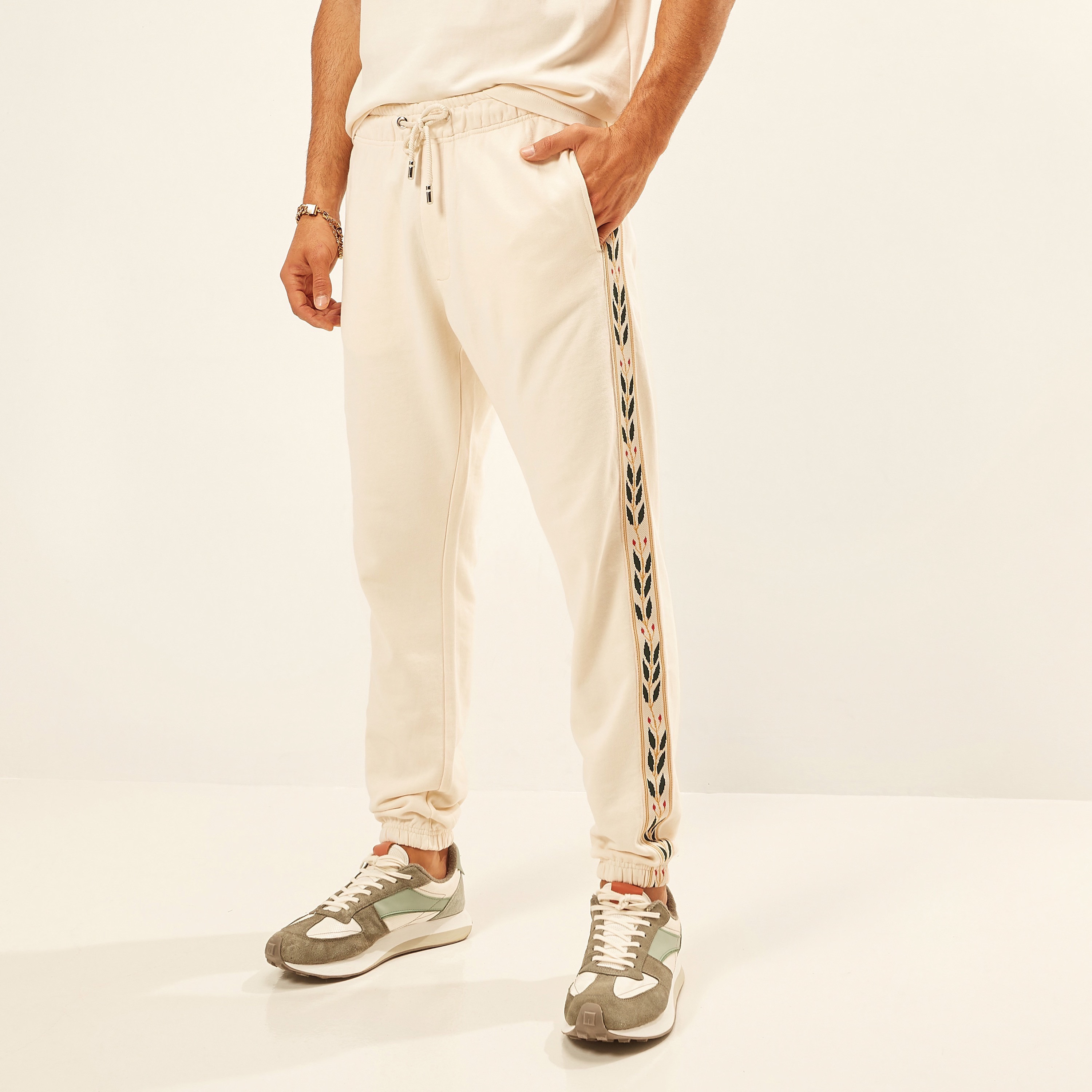 بنطلون رياضي سادة برباط إغلاق من آيكونيك-men-clothing-bottoms-joggers-image-7
