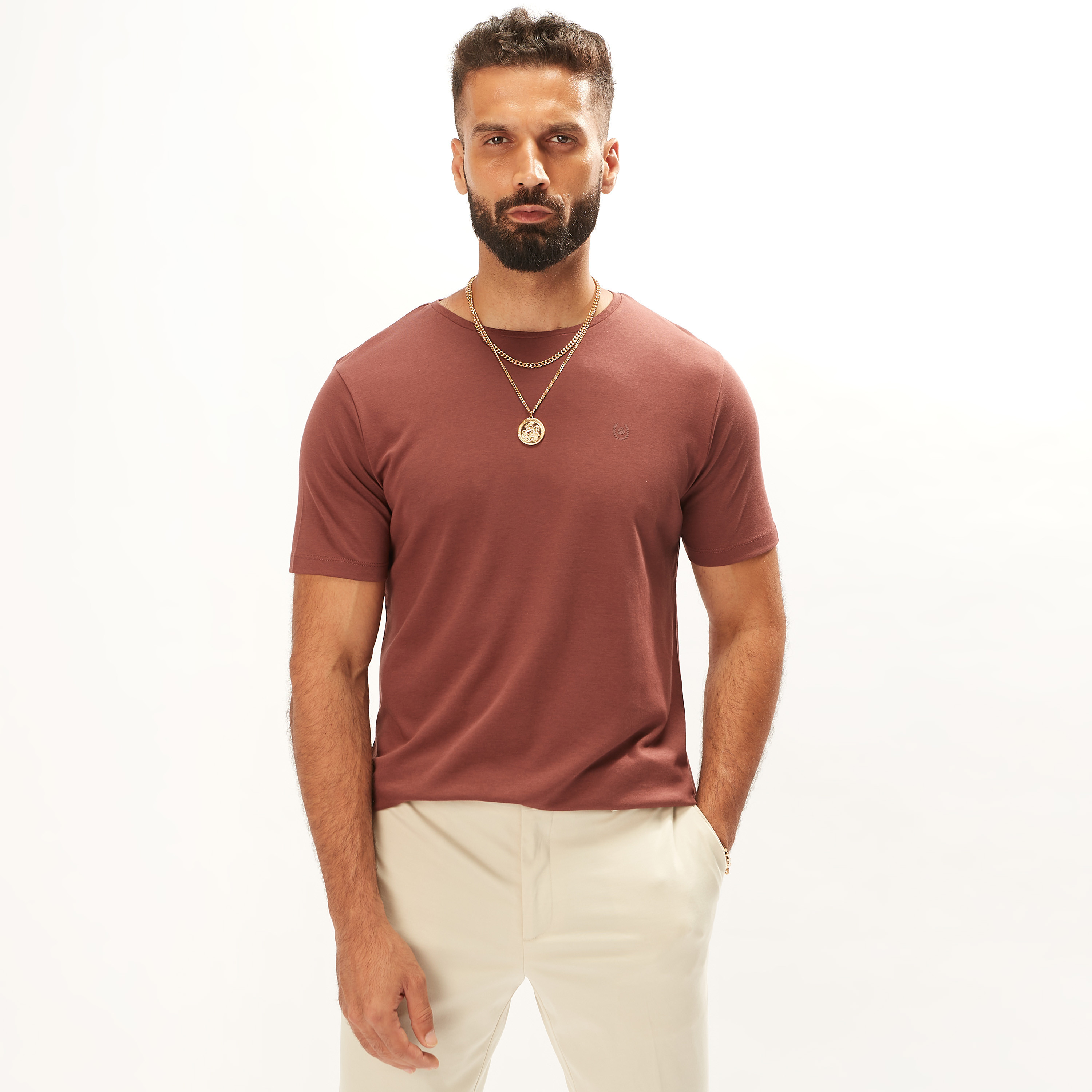 Iconic Solid T-shirt with Crew Neck and Short Sleeves-men-clothing-tshirtsandpolos-tshirts-image-3