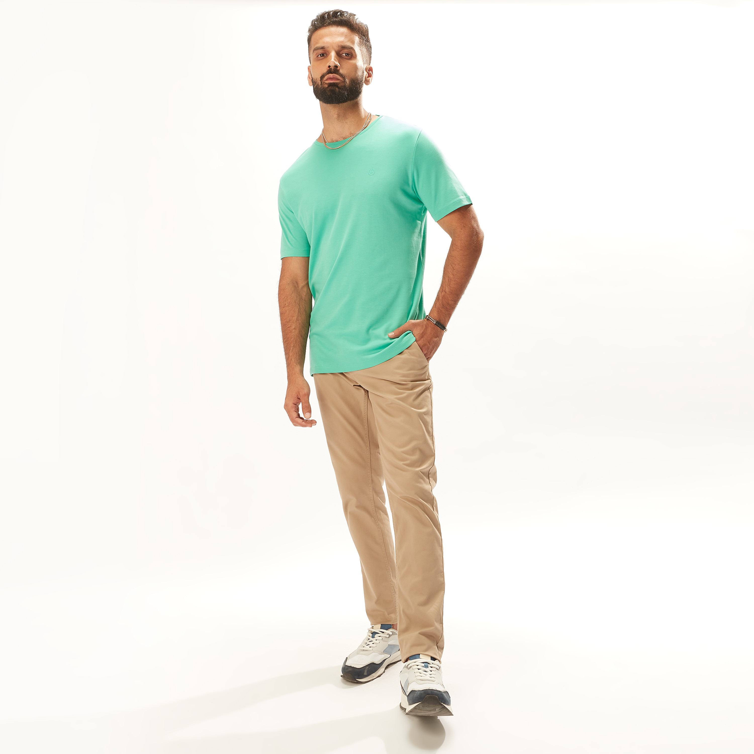 Iconic Solid T-shirt with Crew Neck and Short Sleeves-men-clothing-tshirtsandpolos-tshirts-image-6