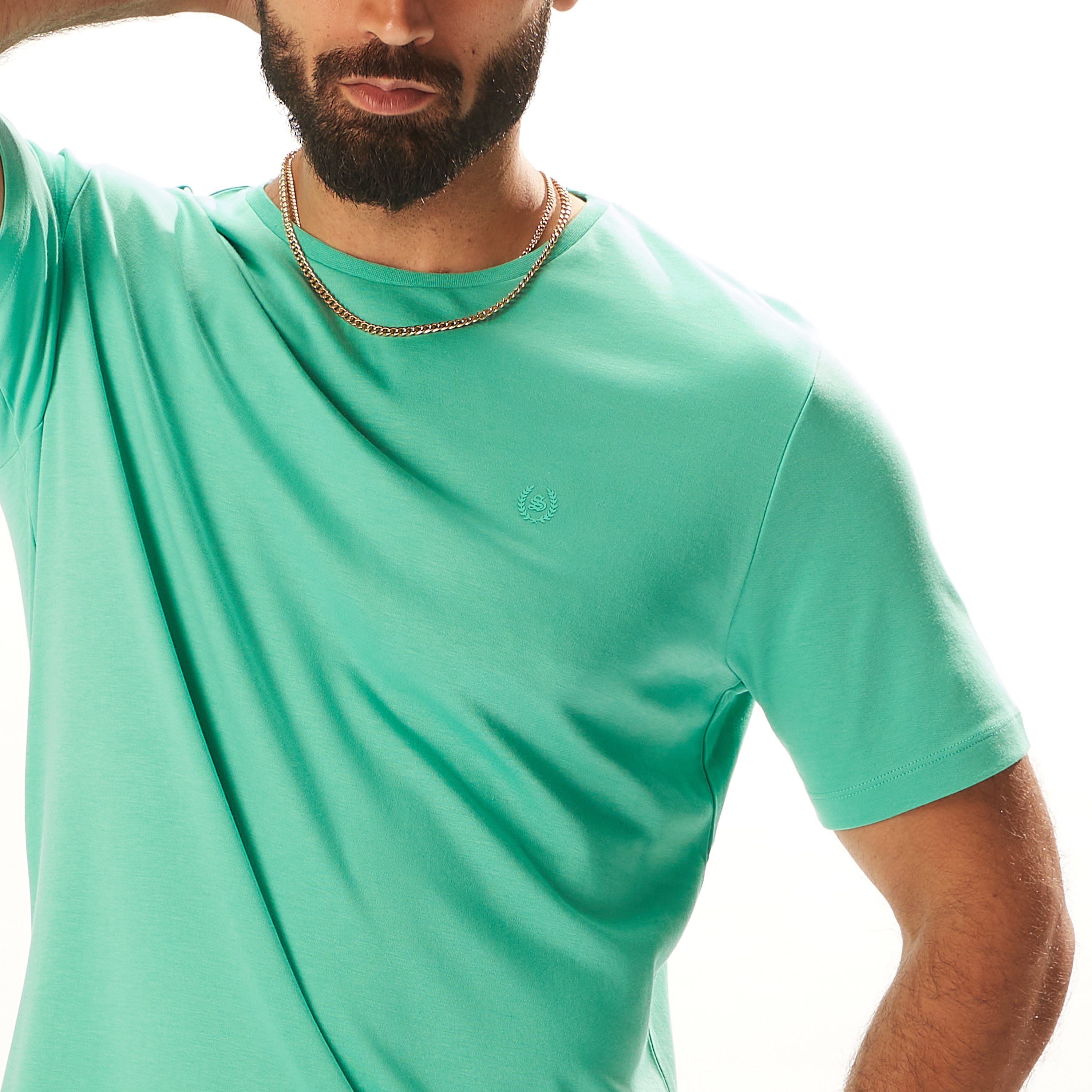 Iconic Solid T-shirt with Crew Neck and Short Sleeves-men-clothing-tshirtsandpolos-tshirts-image-9