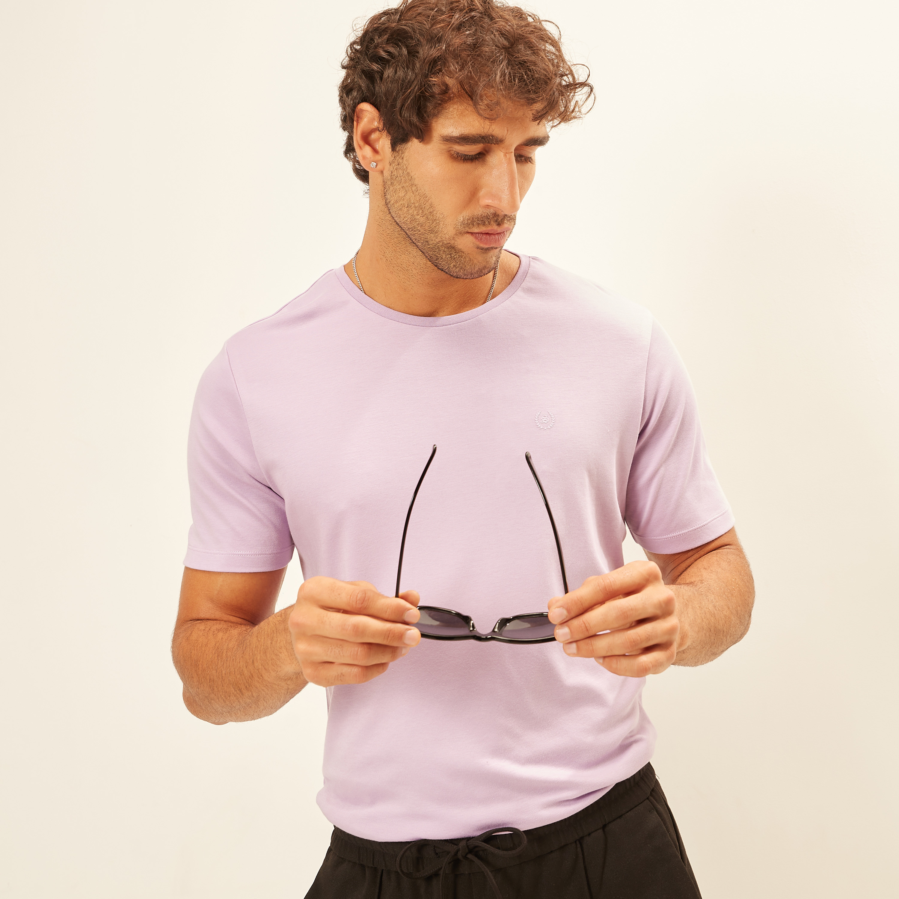 Iconic Solid T-shirt with Crew Neck and Short Sleeves-men-clothing-tshirtsandpolos-tshirts-image-22