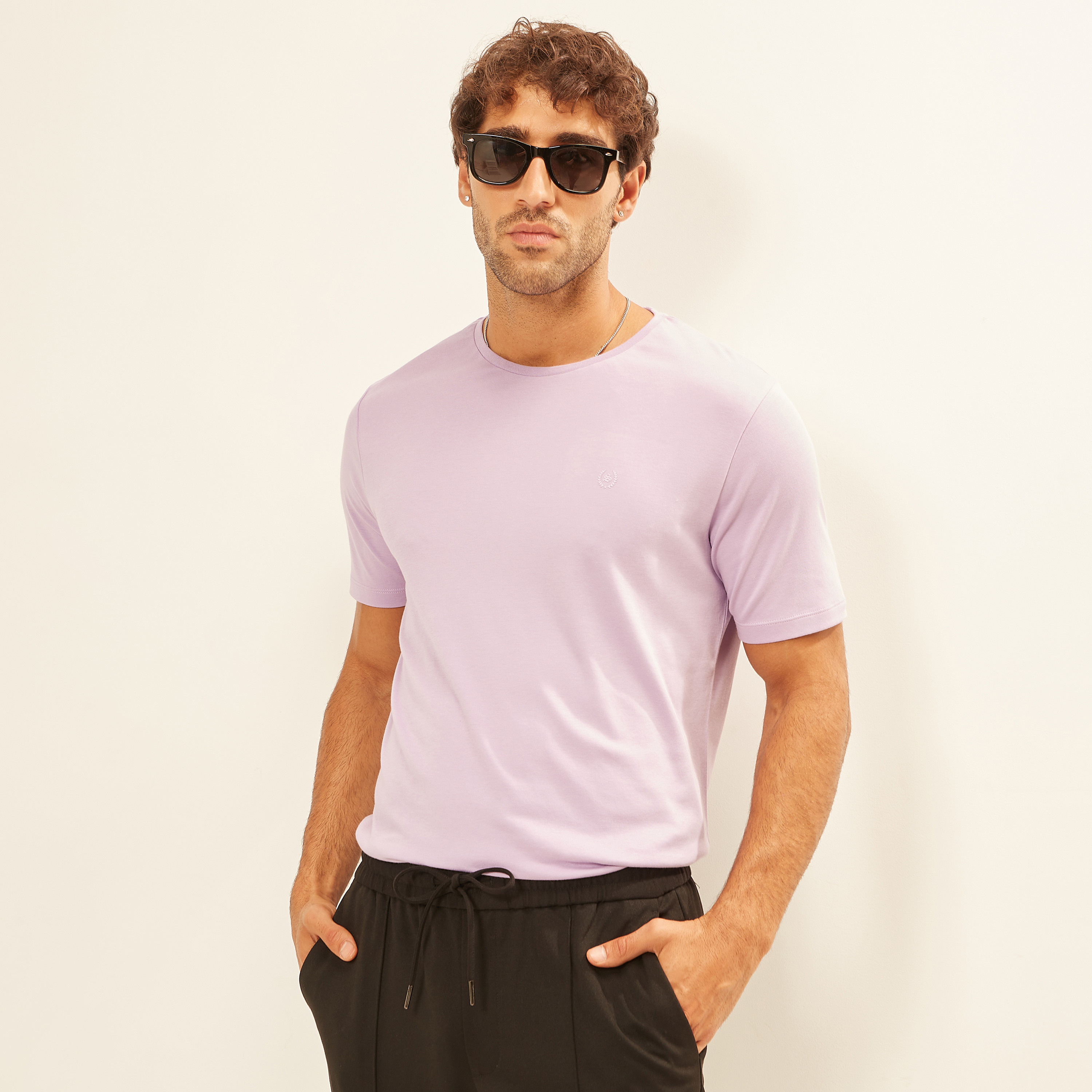 Iconic Solid T-shirt with Crew Neck and Short Sleeves-men-clothing-tshirtsandpolos-tshirts-image-24