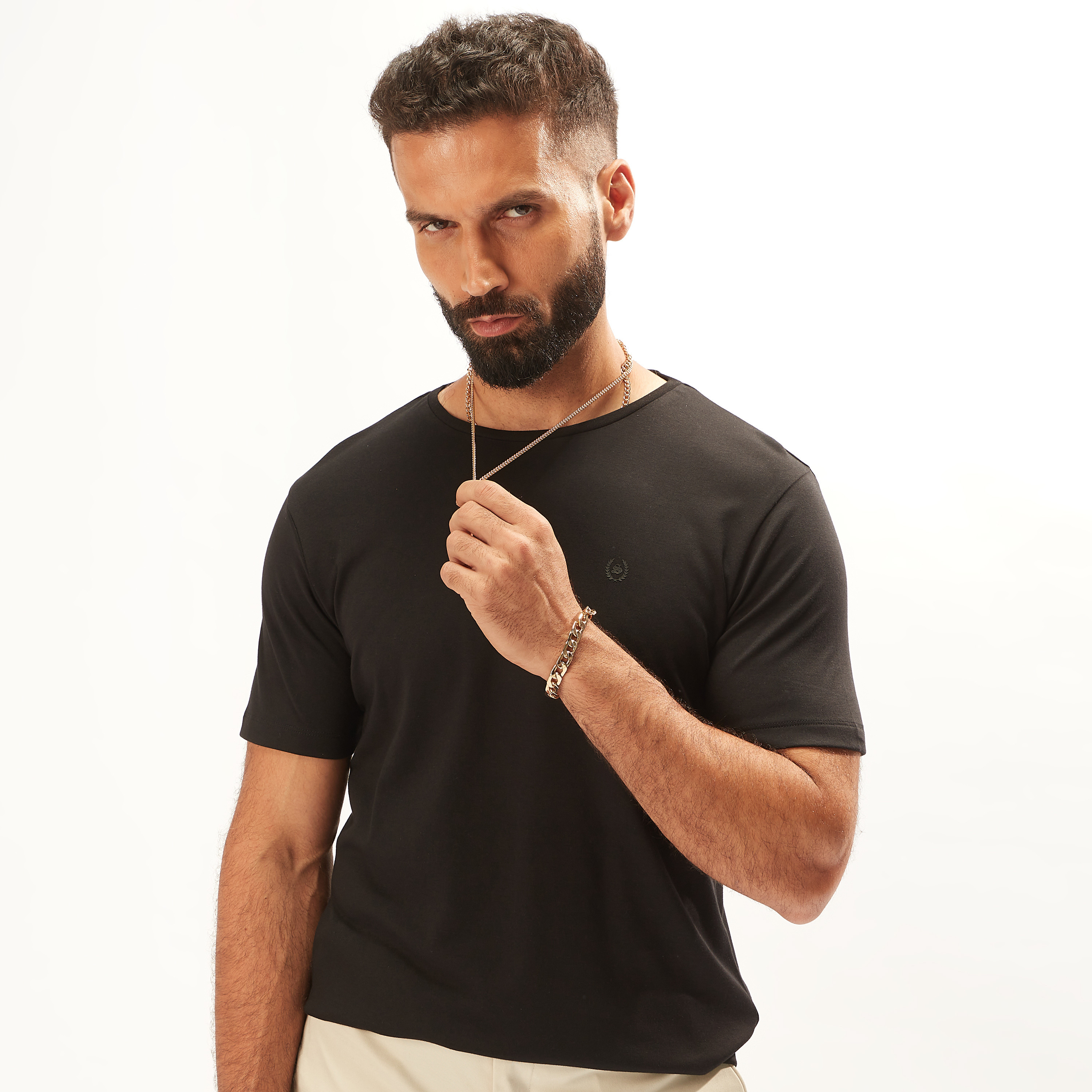 Iconic Solid T-shirt with Crew Neck and Short Sleeves-men-clothing-tshirtsandpolos-tshirts-image-14