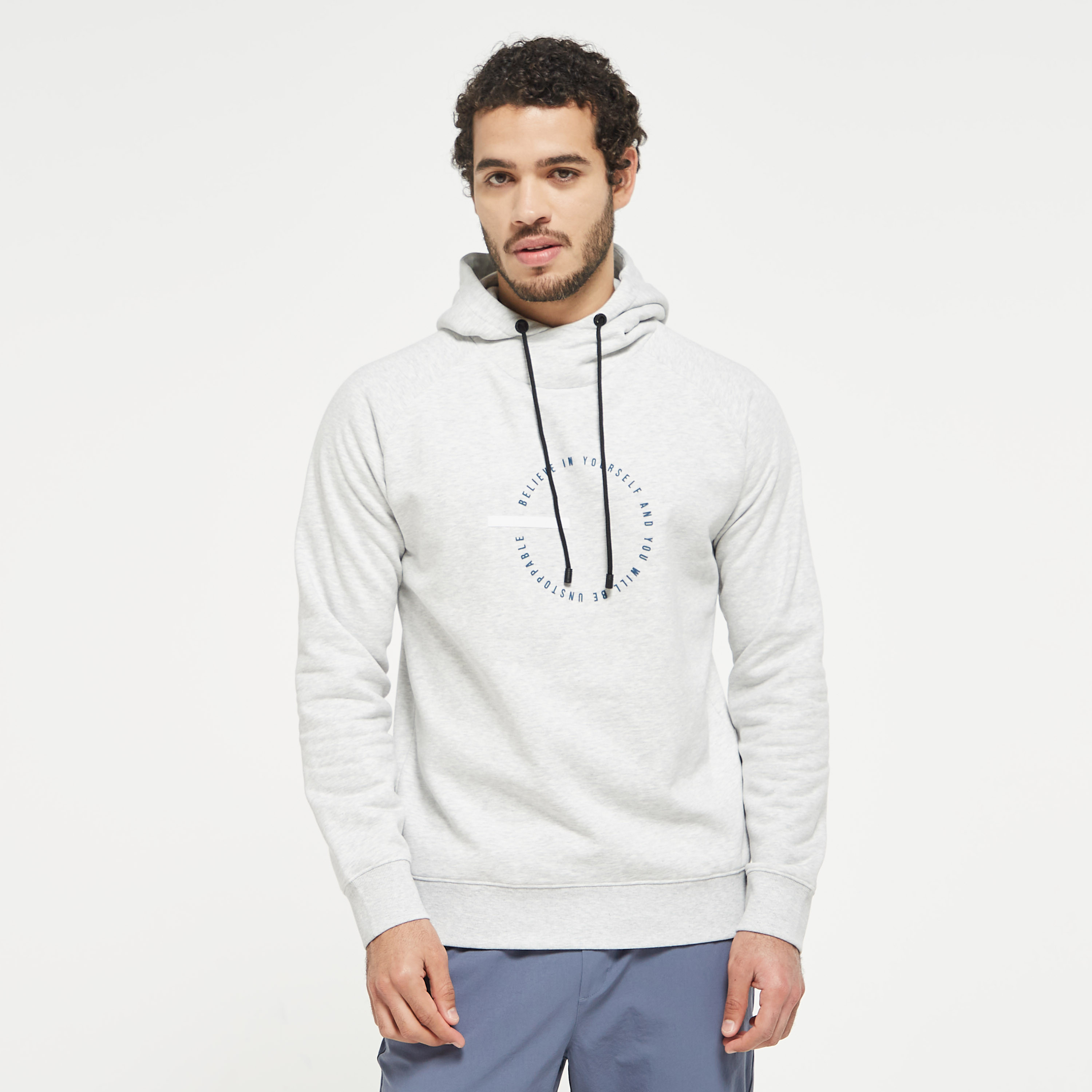 Buy Men s Iconic Typographic Print Hoodie with Long Sleeves Online