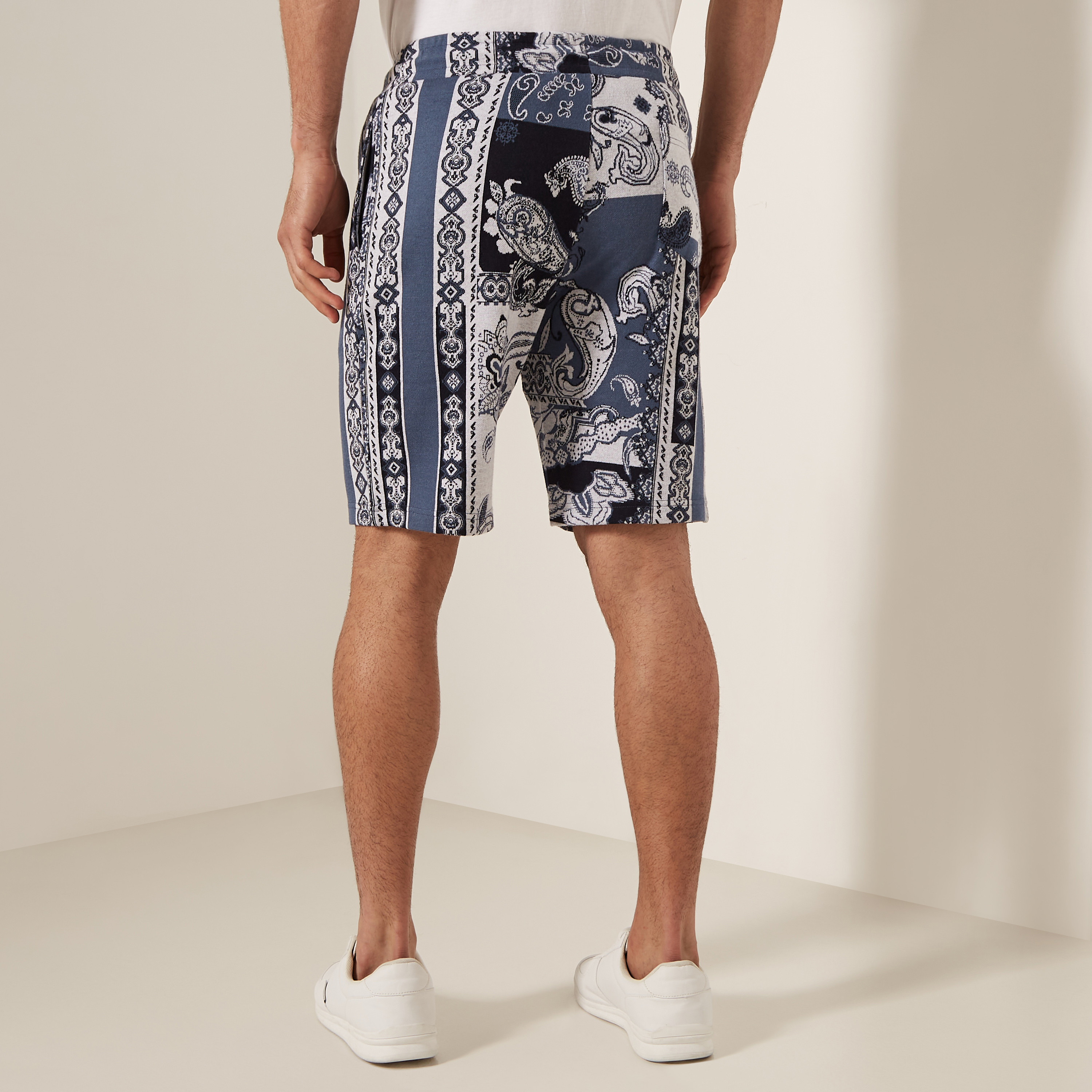 Buy Iconic Paisley Jacquard Regular Fit Shorts with Drawstring