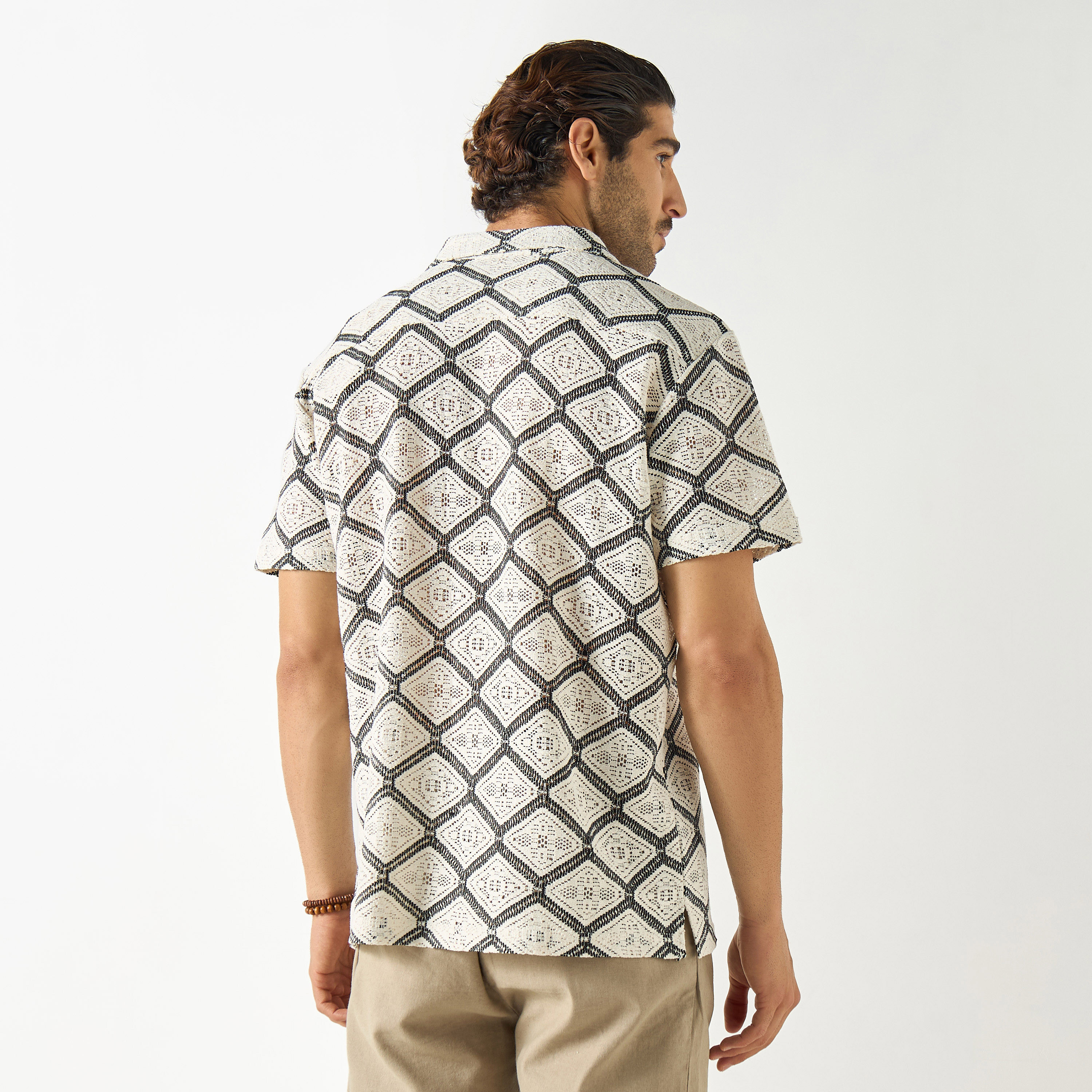 Shop Iconic Crochet Detail Shirt with Short Sleeves Online
