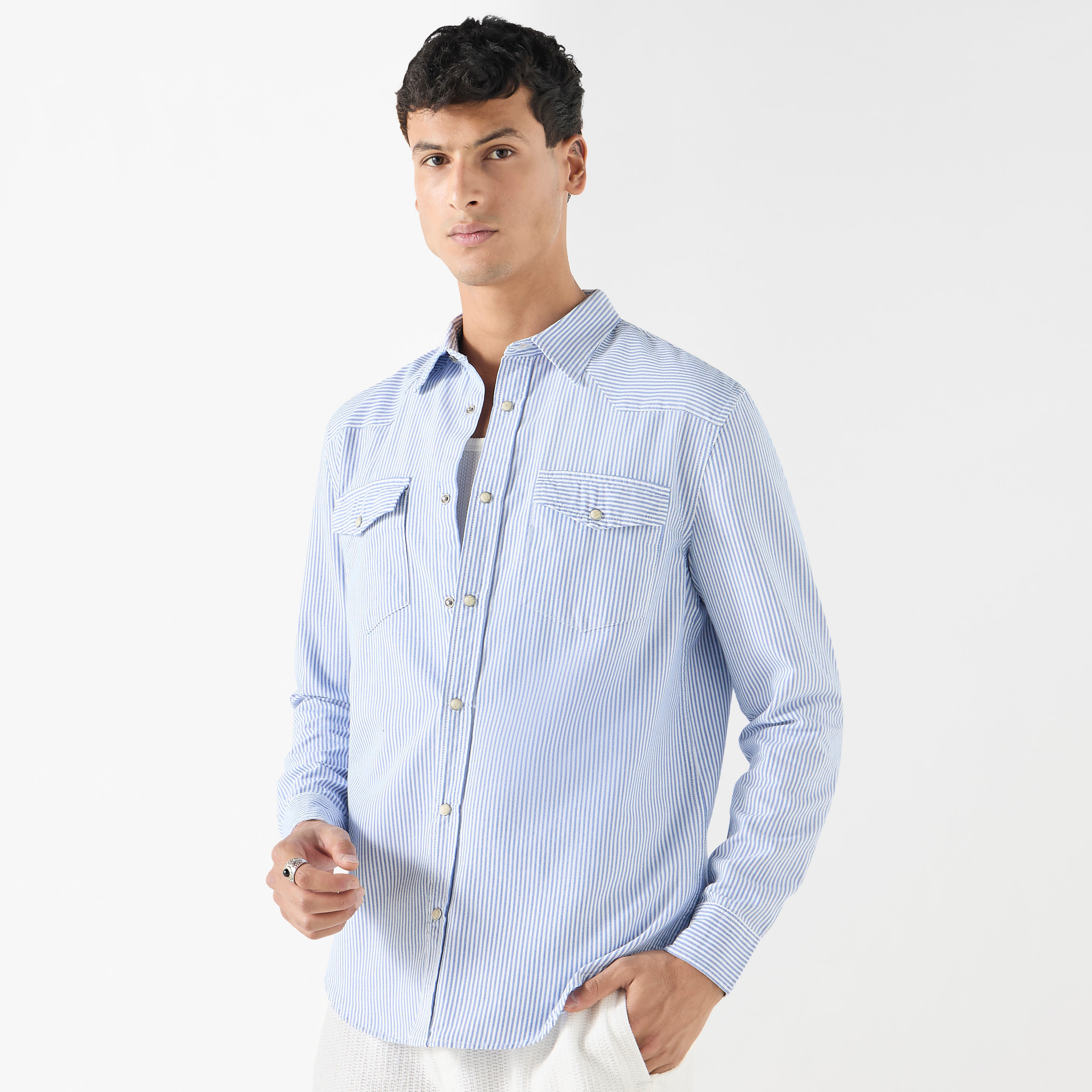 Iconic Striped Shirt with Long Sleeves and Pockets-men-clothing-shirts-image-1