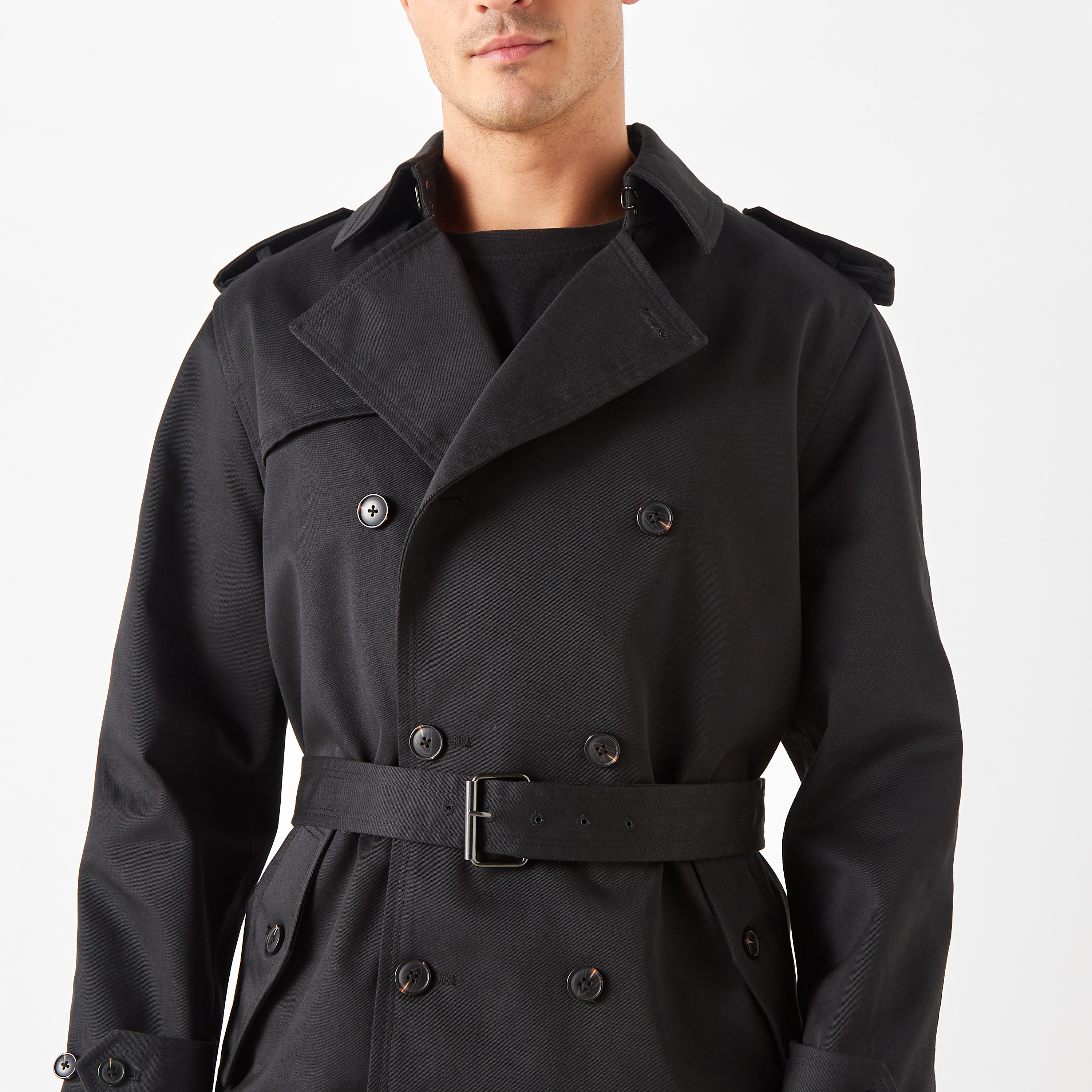 Shop Iconic Belted Trench Coat with Long Sleeves Online Shop Iconic Belted Trench Coat with Long Sleeves Online