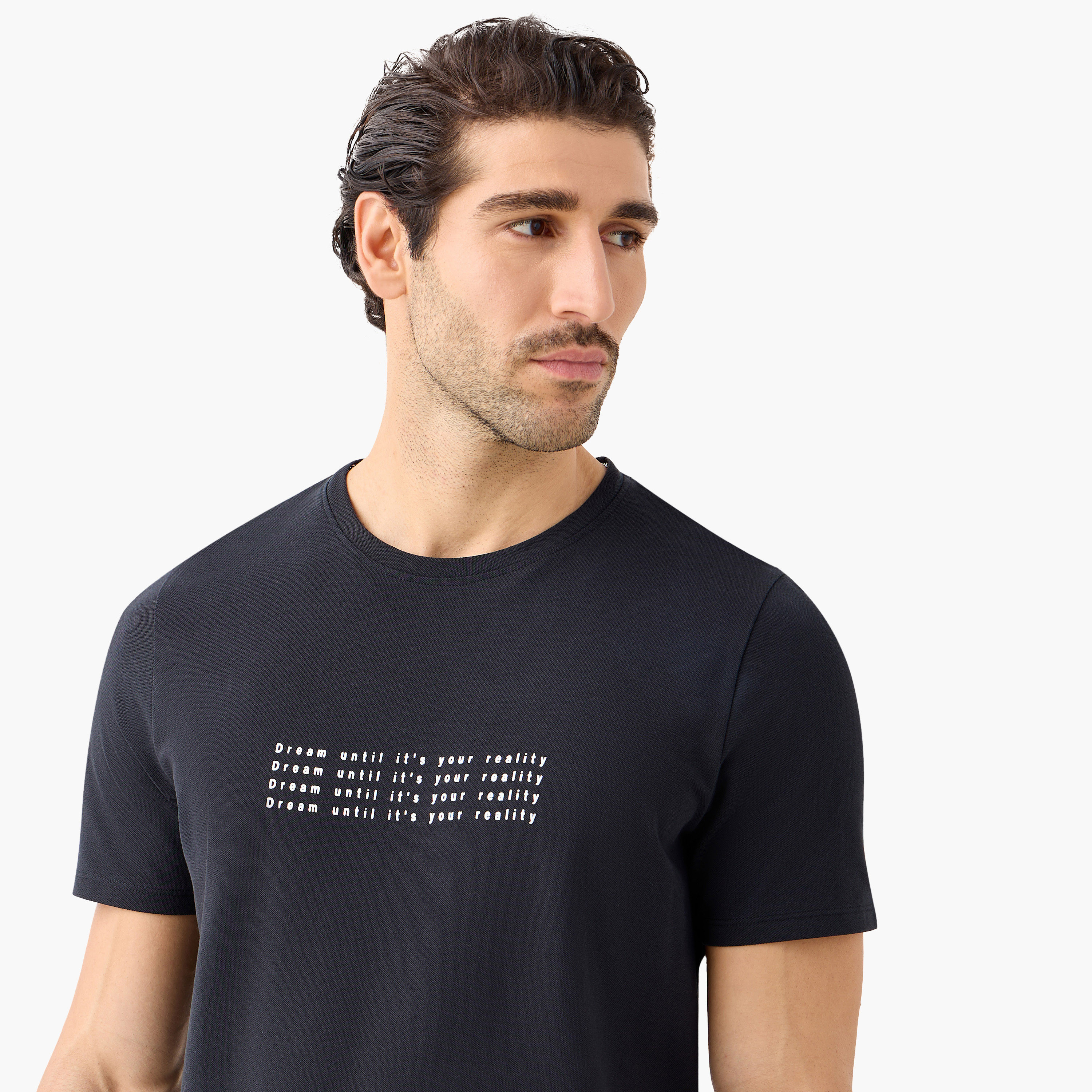 Shop Iconic Printed T-shirt with Round Neck and Short Sleeves Online ...