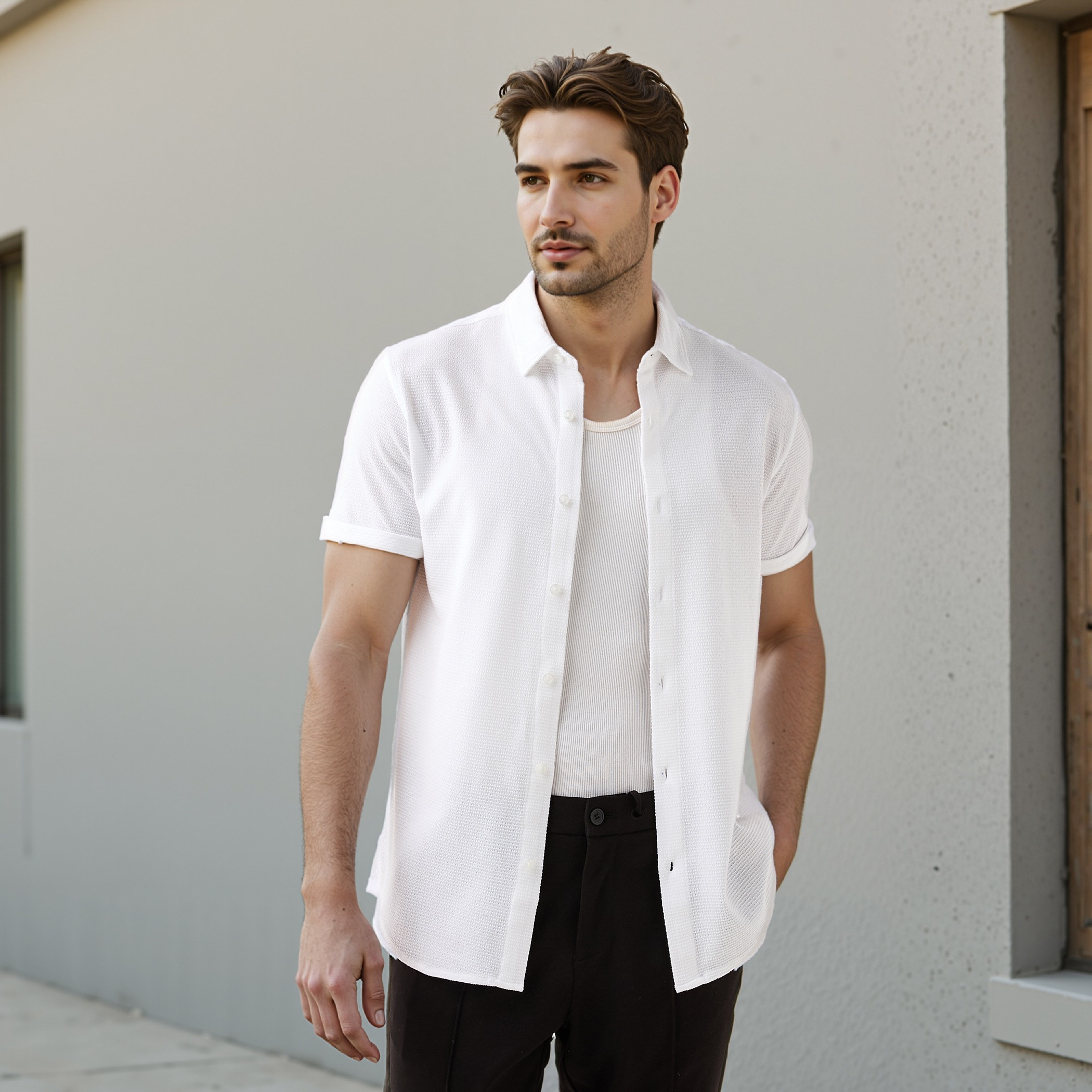 Iconic Textured Slim Fit Shirt-men-clothing-shirts-image-1