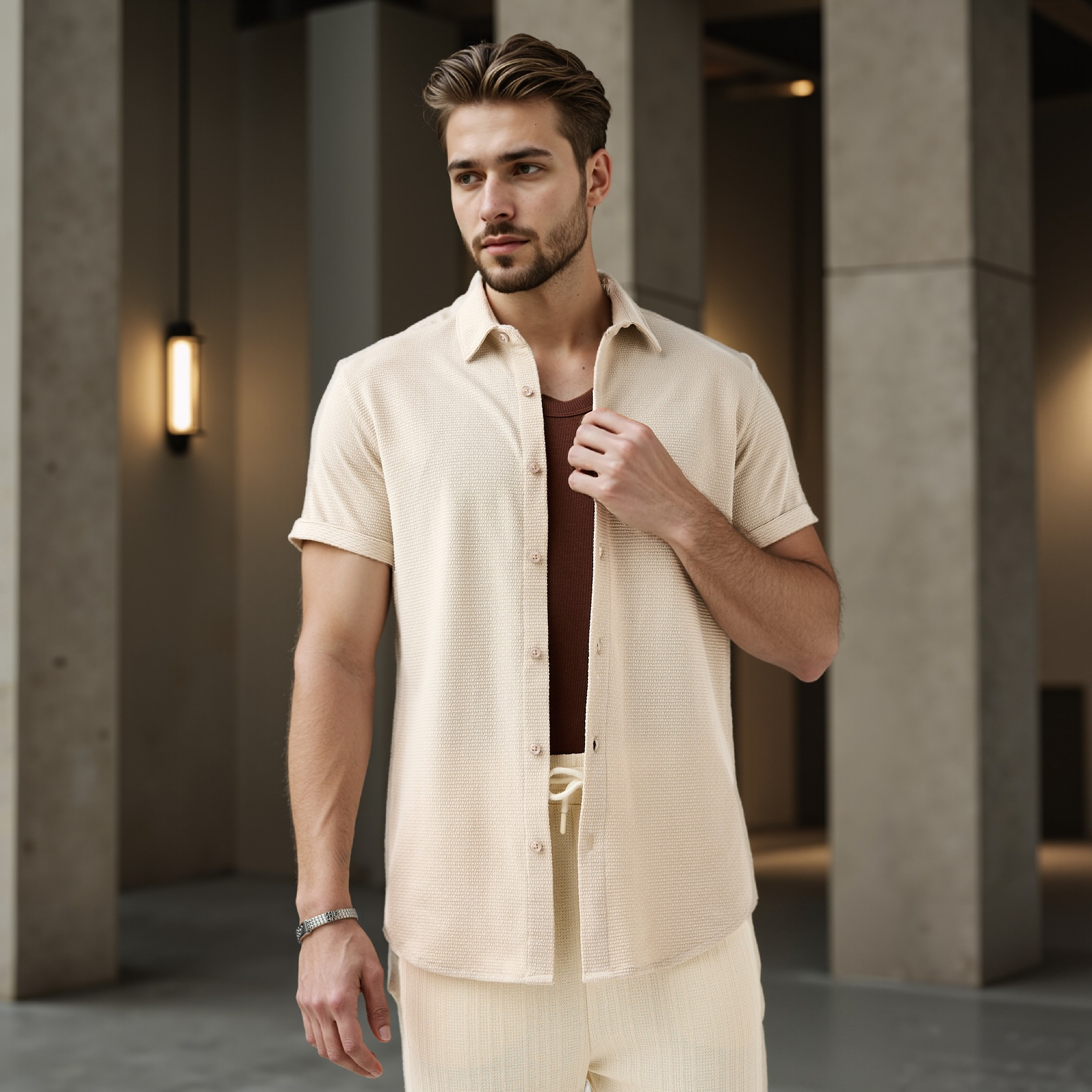 Iconic Textured Slim Fit Shirt-men-clothing-shirts-image-1