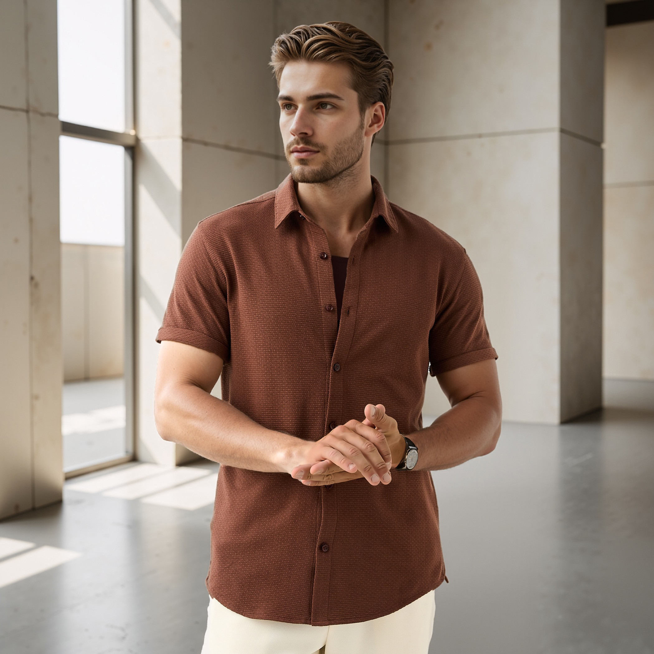 Iconic Textured Slim Fit Shirt-men-clothing-shirts-image-1