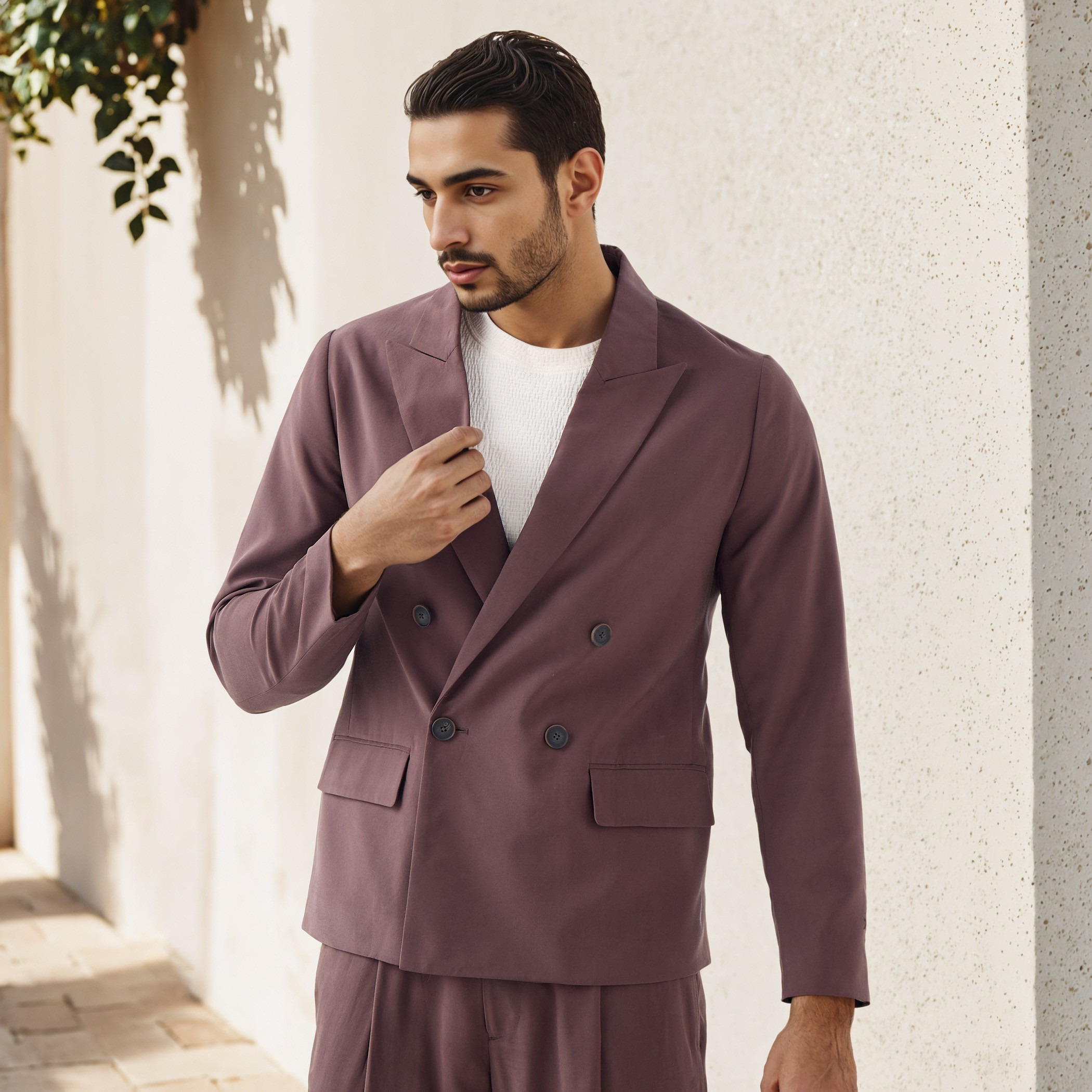 Iconic Textured Double Breasted Blazer with Long Sleeves-men-winterwear-jacketsandblazers-image-1