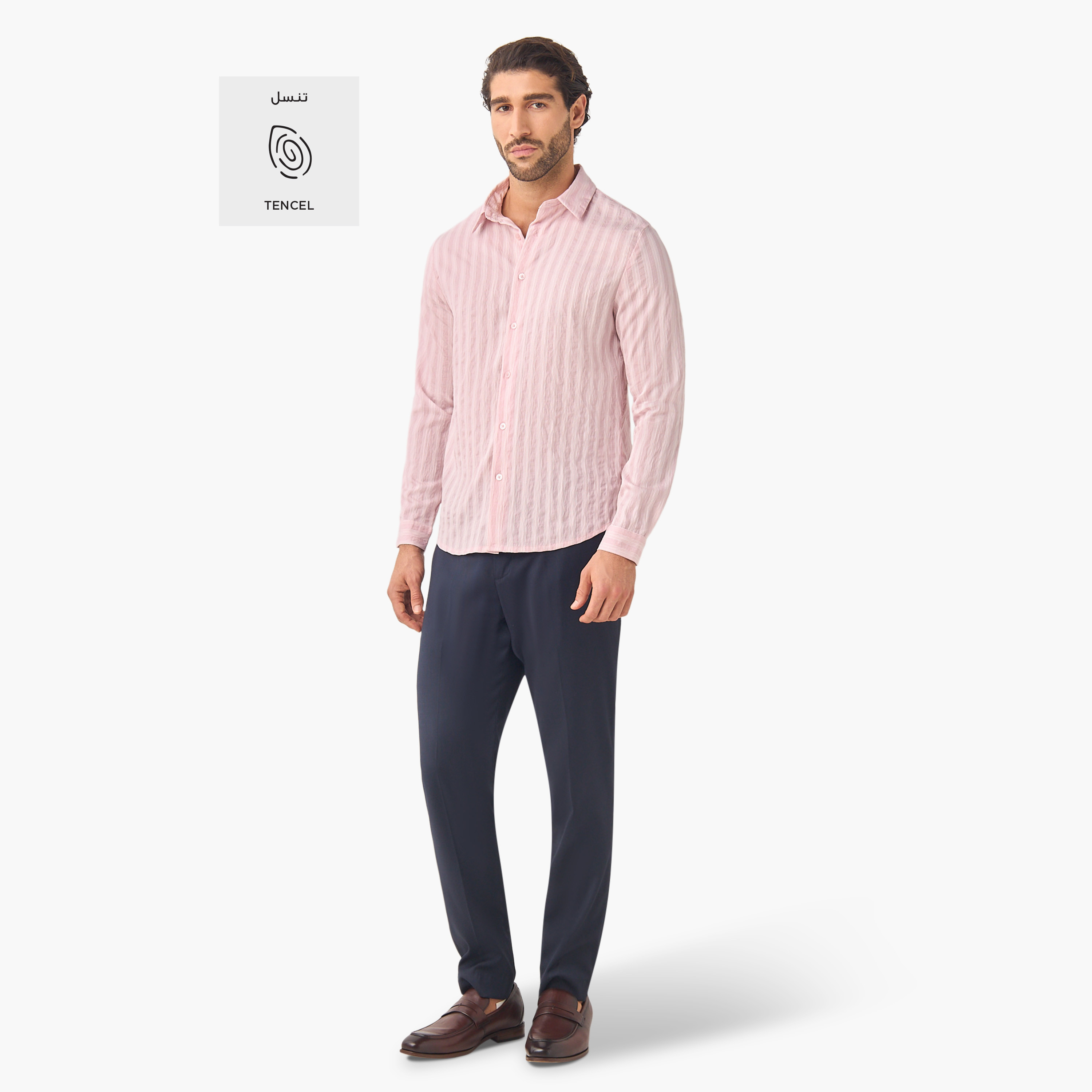 Iconic Regular Fit Striped Collared Shirt with Long Sleeves-men-clothing-shirts-image-2