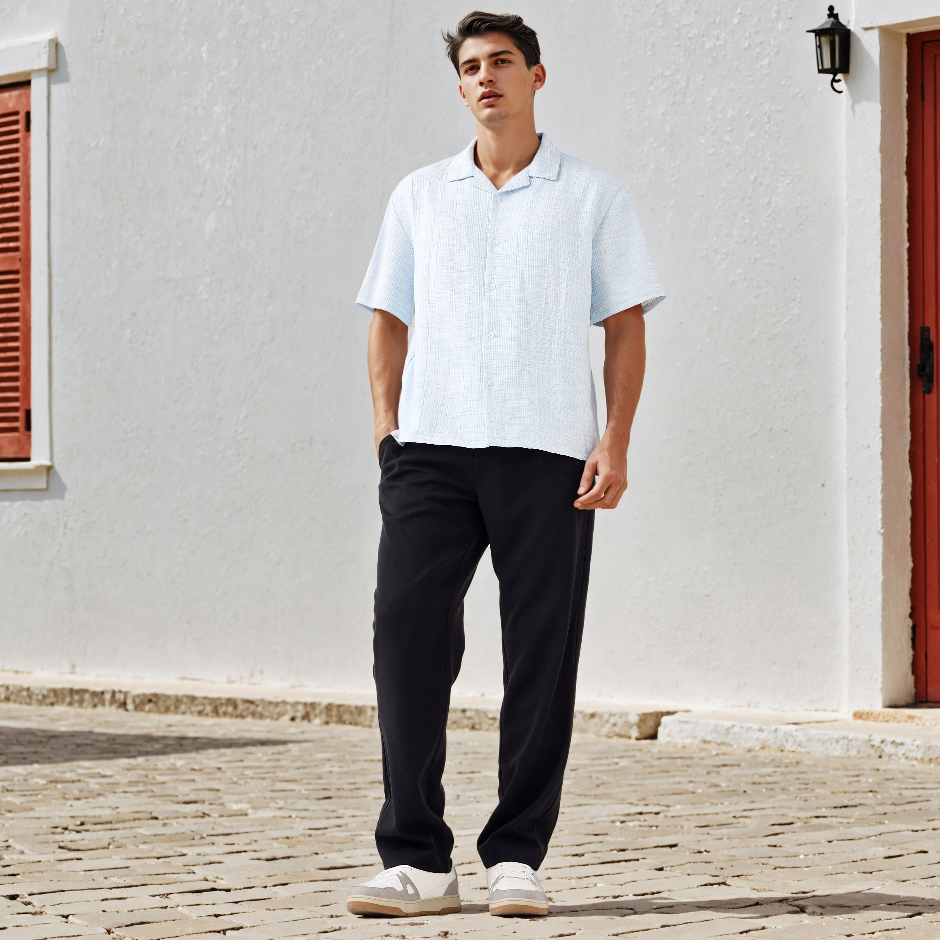 Iconic Regular Fit Crinkle Textured Collared Shirt-men-clothing-shirts-image-2