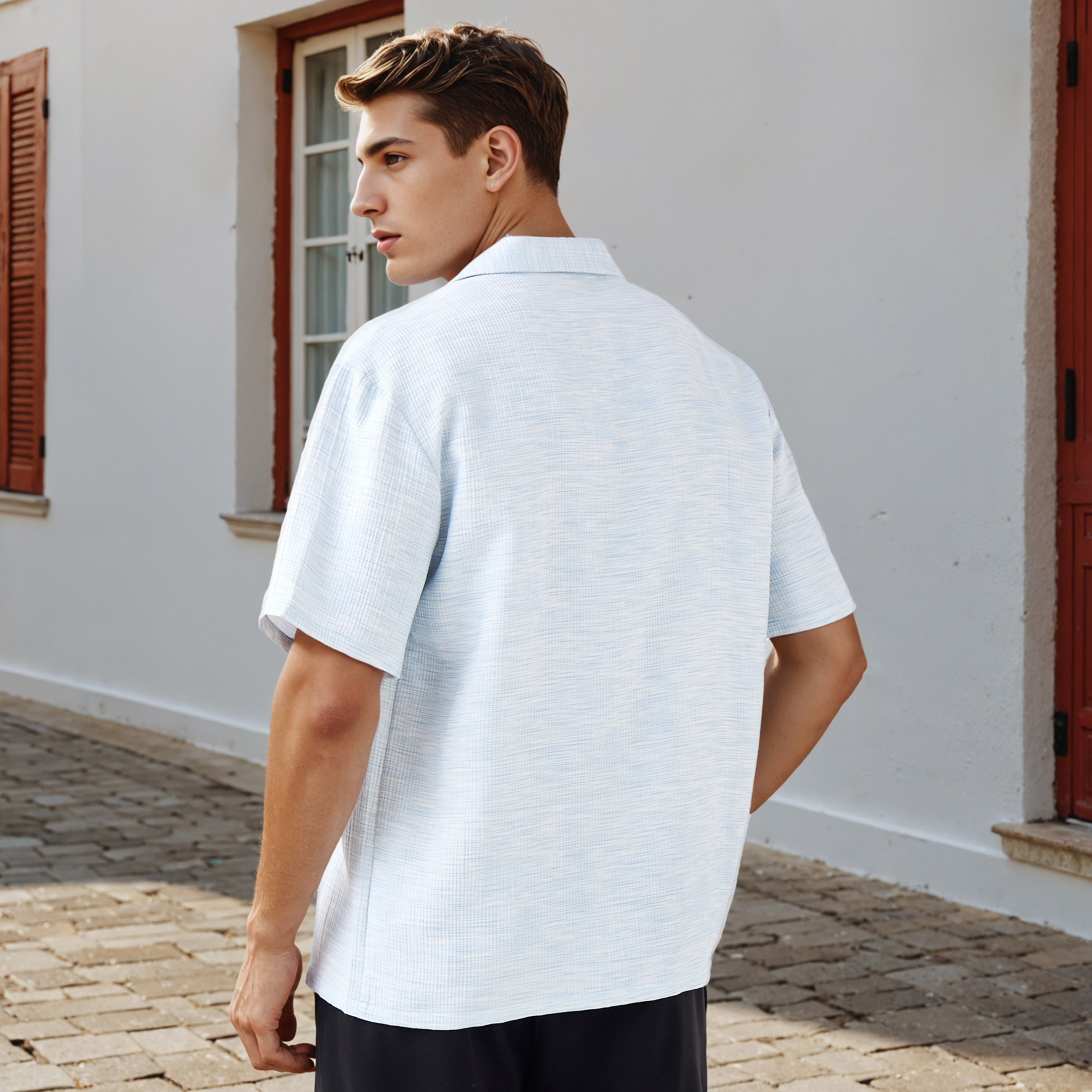 Iconic Regular Fit Crinkle Textured Collared Shirt-men-clothing-shirts-image-3