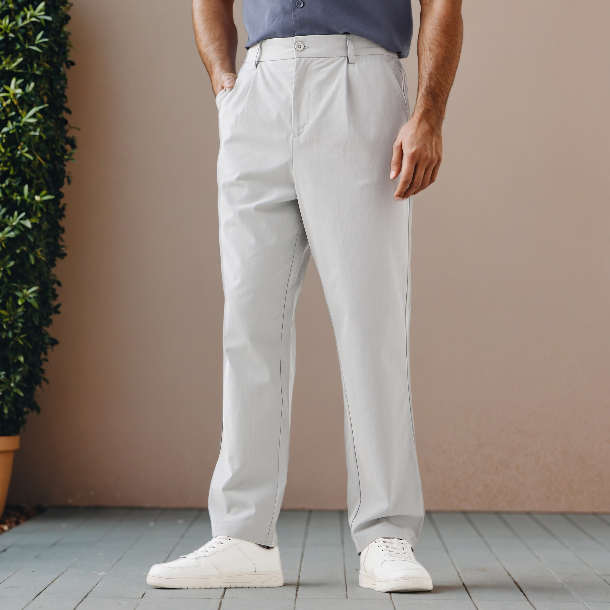 Iconic Regular Fit Pleated Pants with Flexi Waist and Pockets-men-clothing-bottoms-trousersandchinos-trousers-image-1