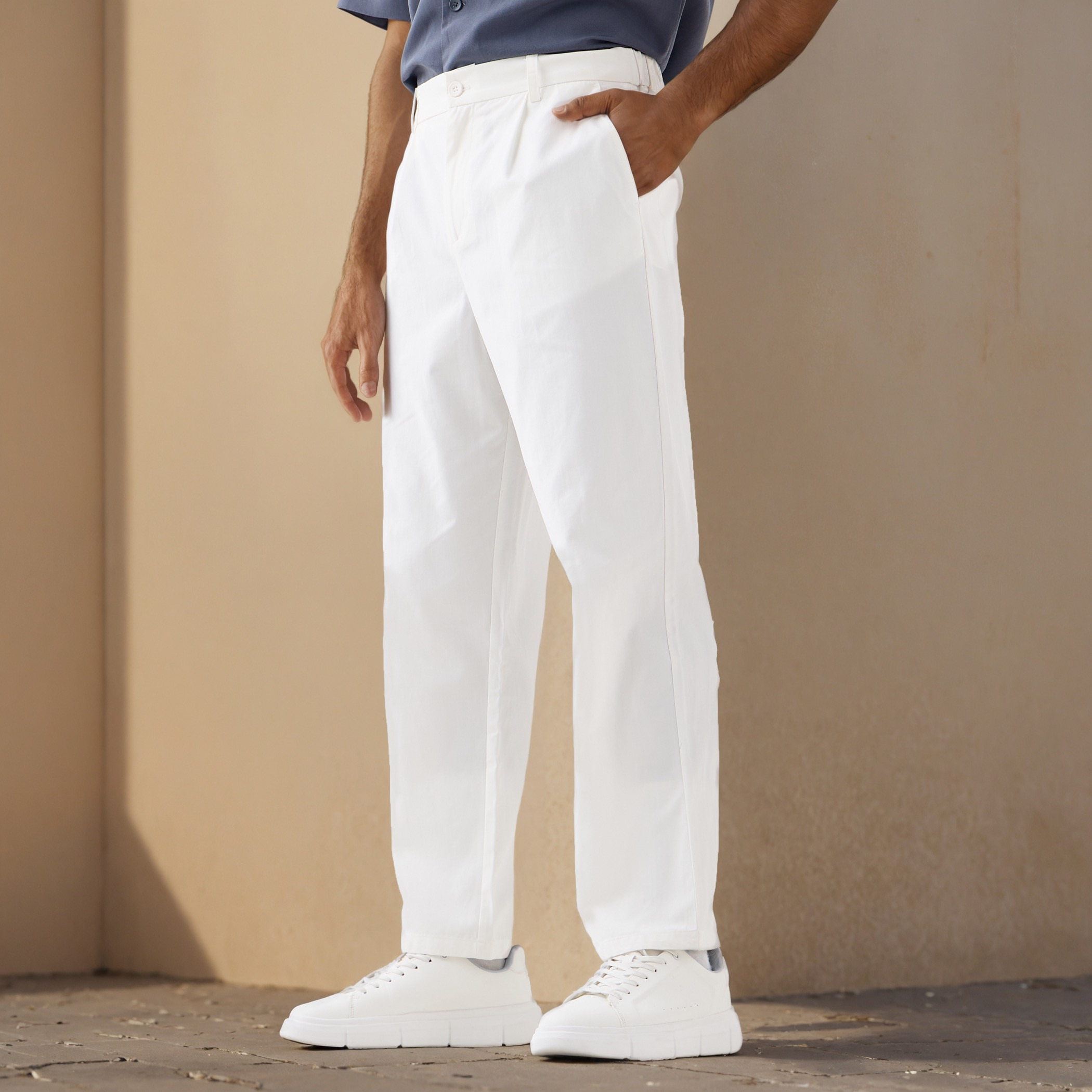 Iconic Regular Fit Pleated Pants with Flexi Waist and Pockets-men-clothing-bottoms-trousersandchinos-trousers-image-1