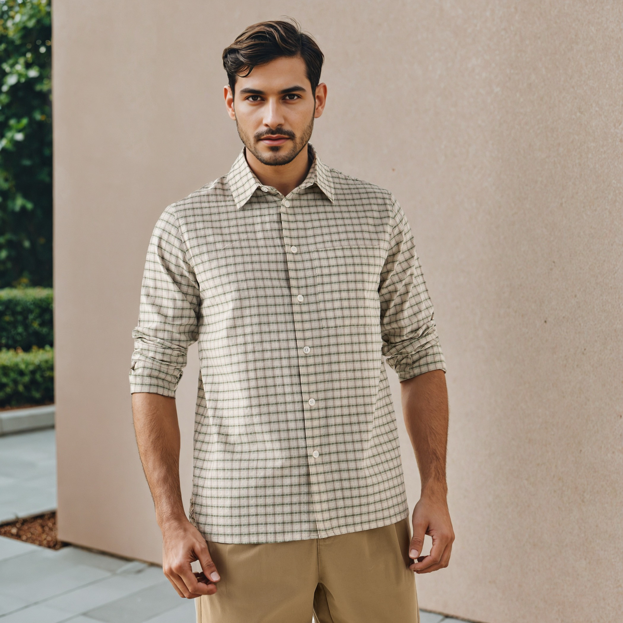Iconic Regular Fit Checked Shirt with Collar-men-clothing-shirts-image-1