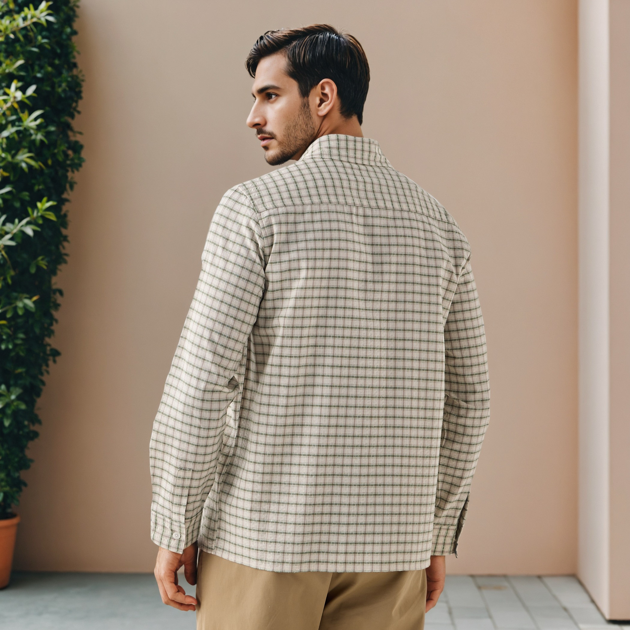 Iconic Regular Fit Checked Shirt with Collar-men-clothing-shirts-image-3