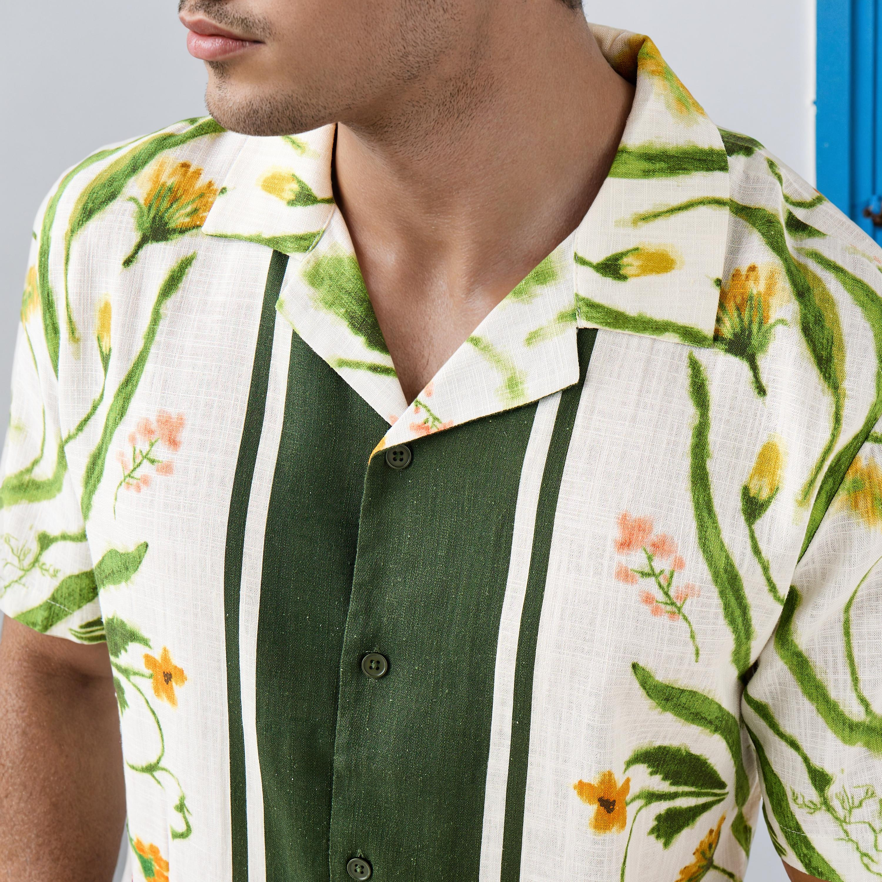 قميص منتجع بياقة كامب وطبعات أزهار من آيكونيك-men-clothing-shirts-image-4