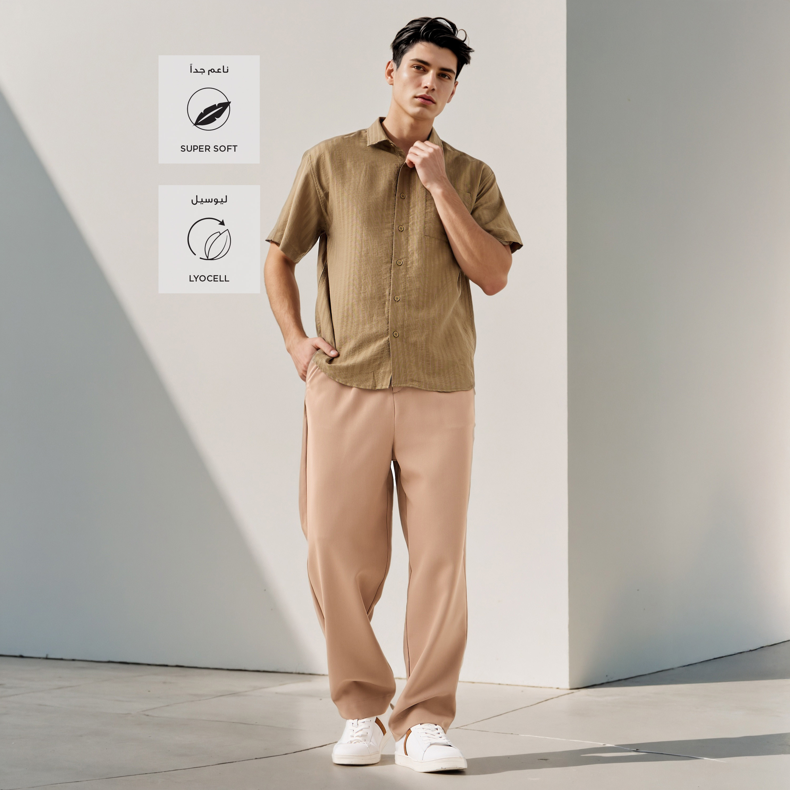 Iconic Boxy Fit Striped Shirt with Chest Pocket-men-clothing-shirts-image-2