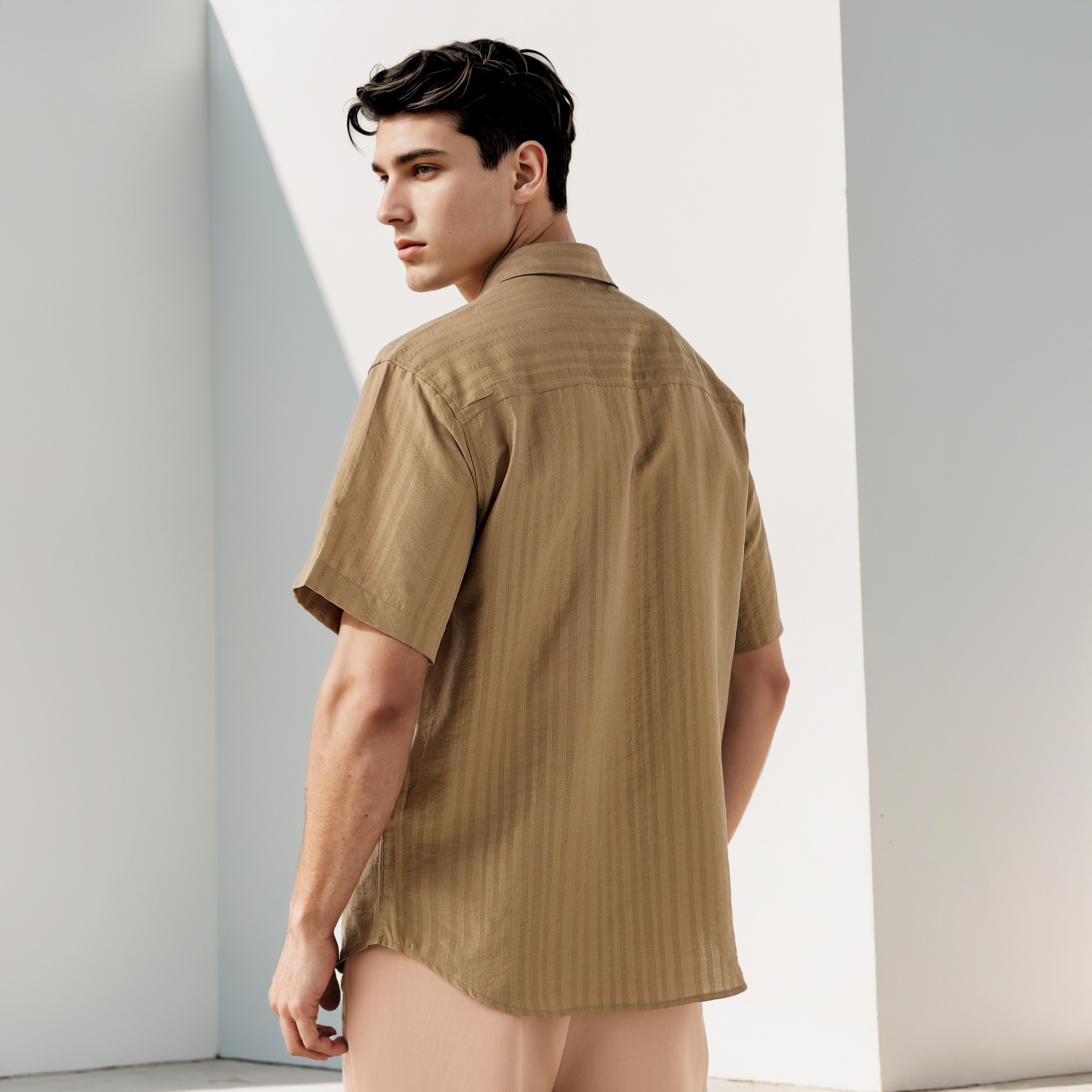 Iconic Boxy Fit Striped Shirt with Chest Pocket-men-clothing-shirts-image-3
