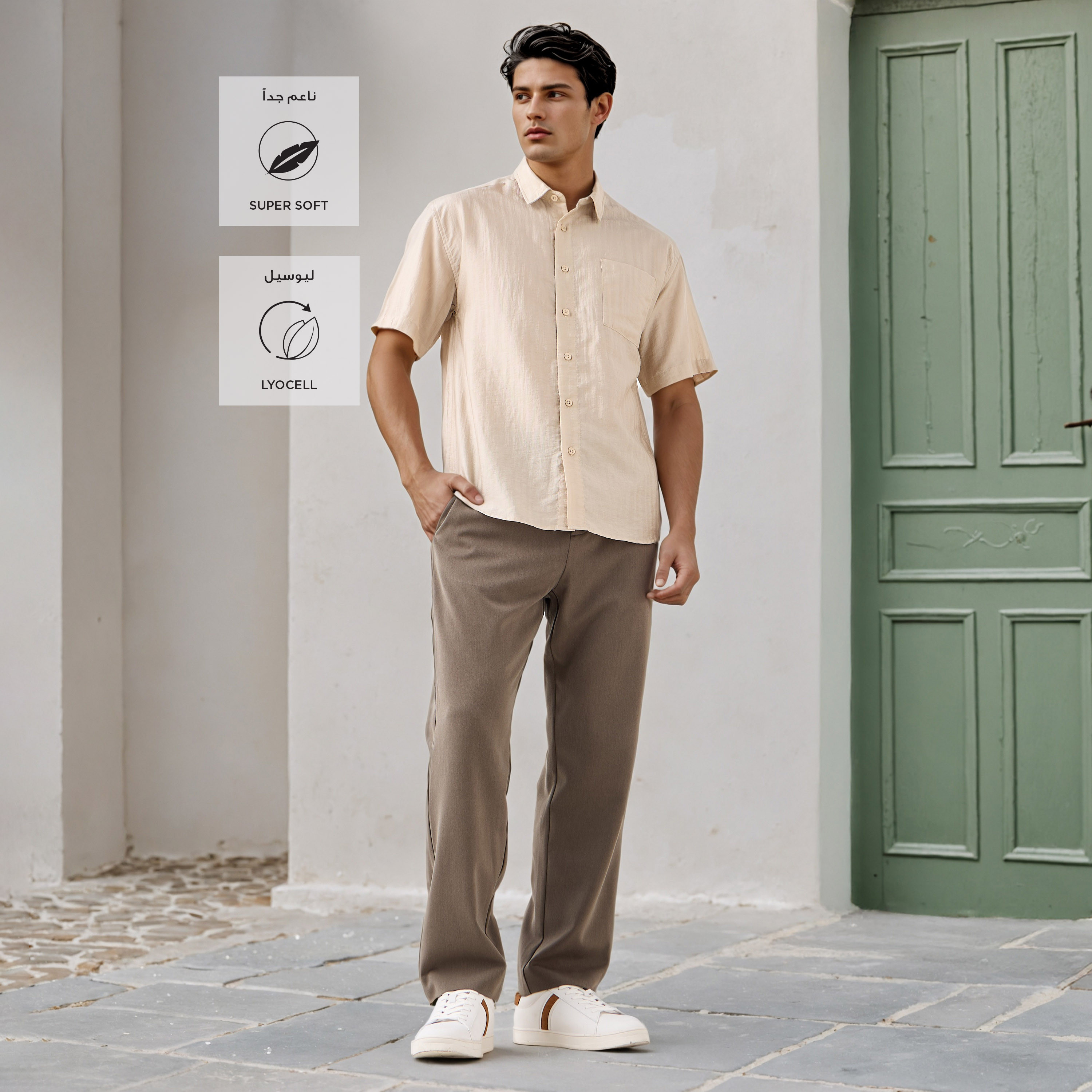 Iconic Boxy Fit Striped Shirt with Chest Pocket-men-clothing-shirts-image-2