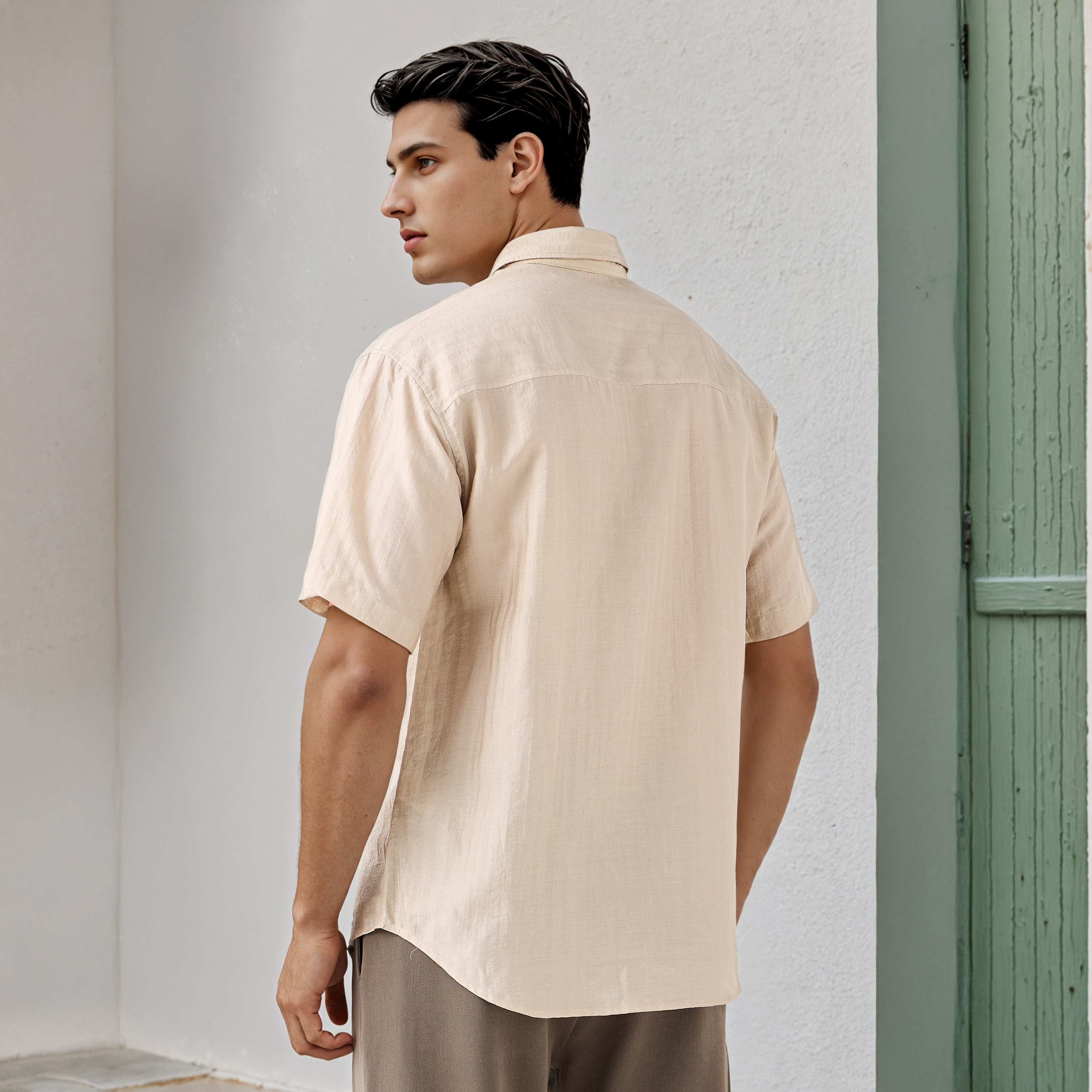 Iconic Boxy Fit Striped Shirt with Chest Pocket-men-clothing-shirts-image-3