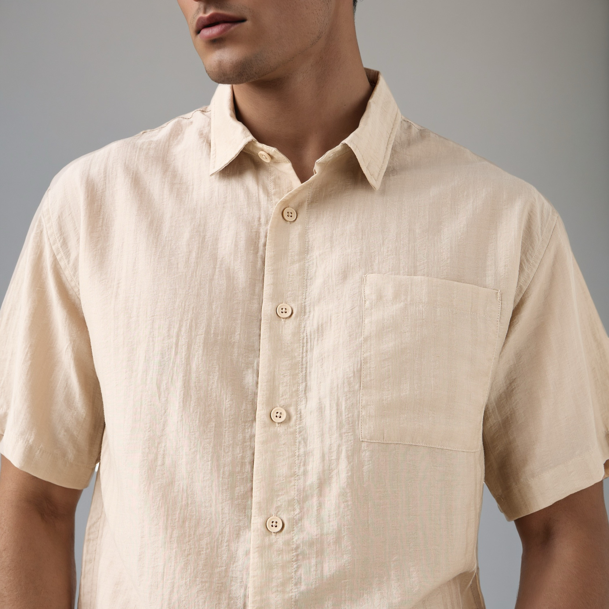 Iconic Boxy Fit Striped Shirt with Chest Pocket-men-clothing-shirts-image-4