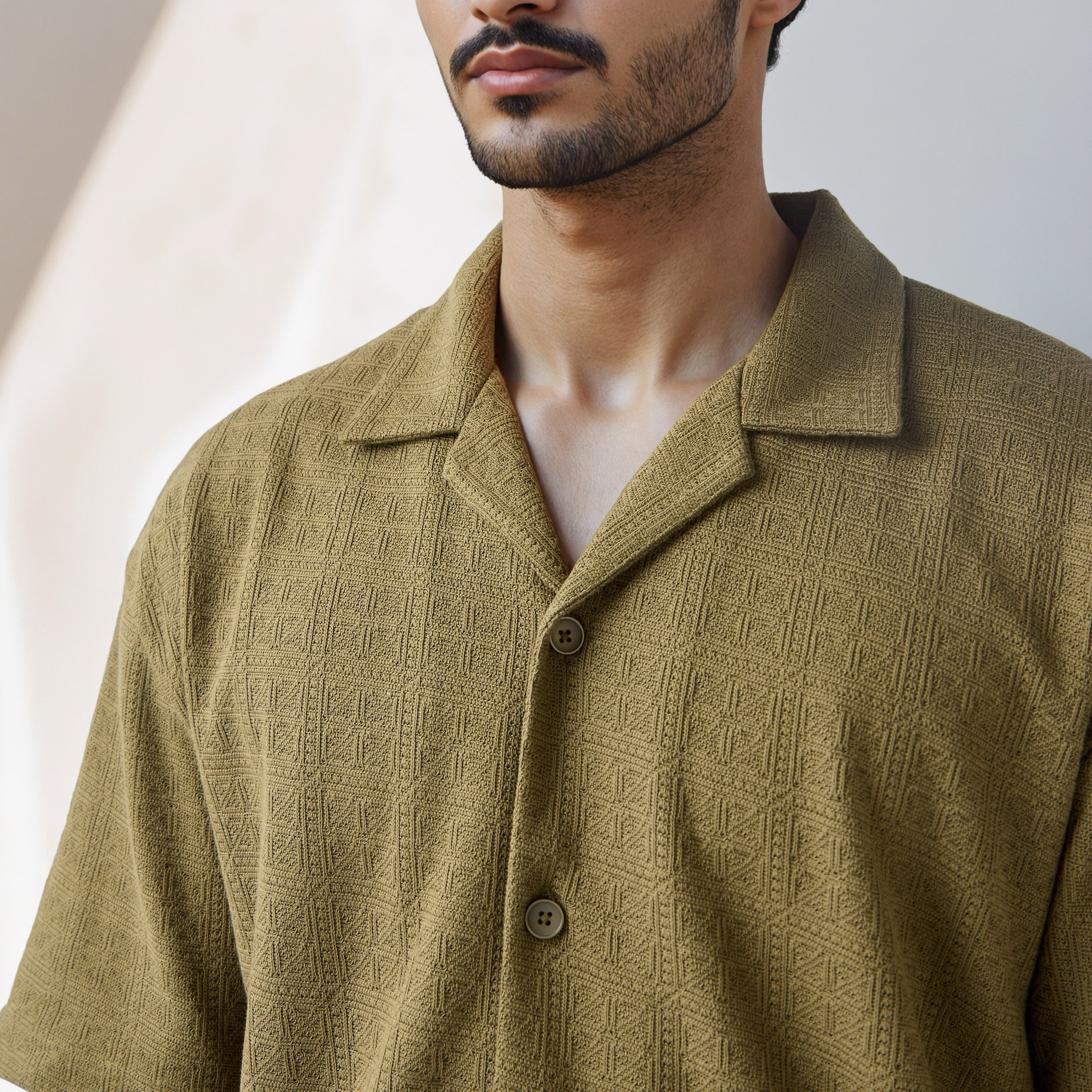 Iconic Regular Fit Textured Shirt with Camp Collar-men-clothing-shirts-image-5