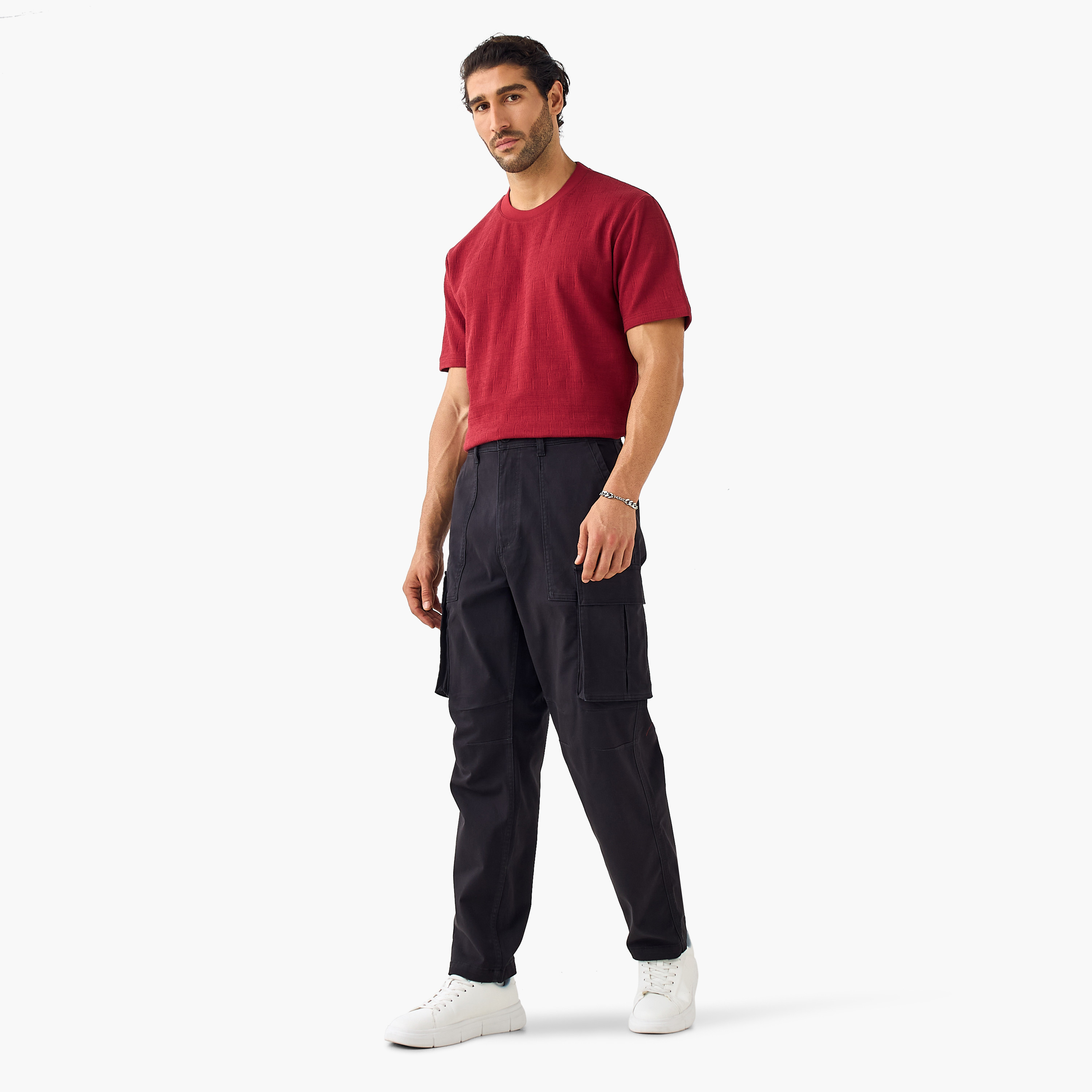 تيشيرت بارز الملمس بقصة مريحة من آيكونيك-men-clothing-tshirtsandpolos-tshirts-image-2