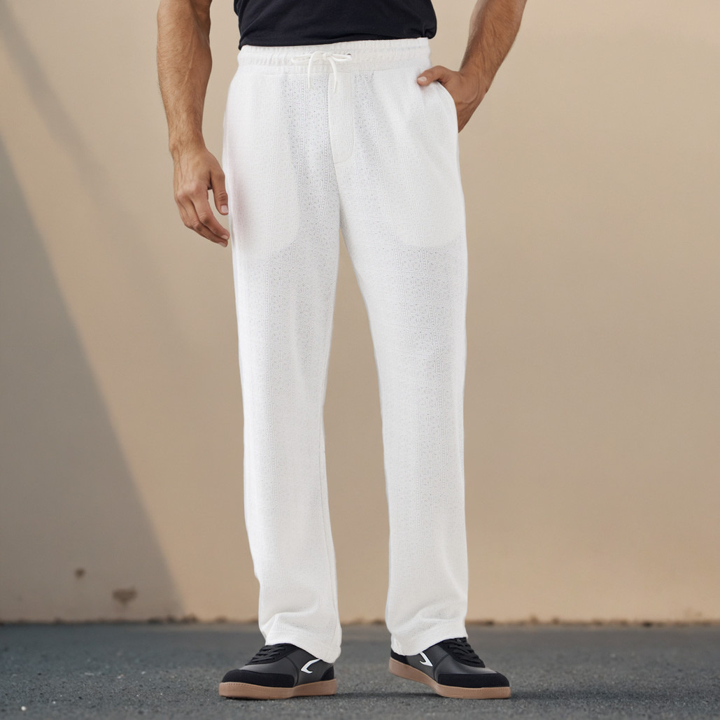 Iconic Regular Fit Textured Flexi Waist Trousers with Pockets-men-clothing-bottoms-trousersandchinos-trousers-image-1