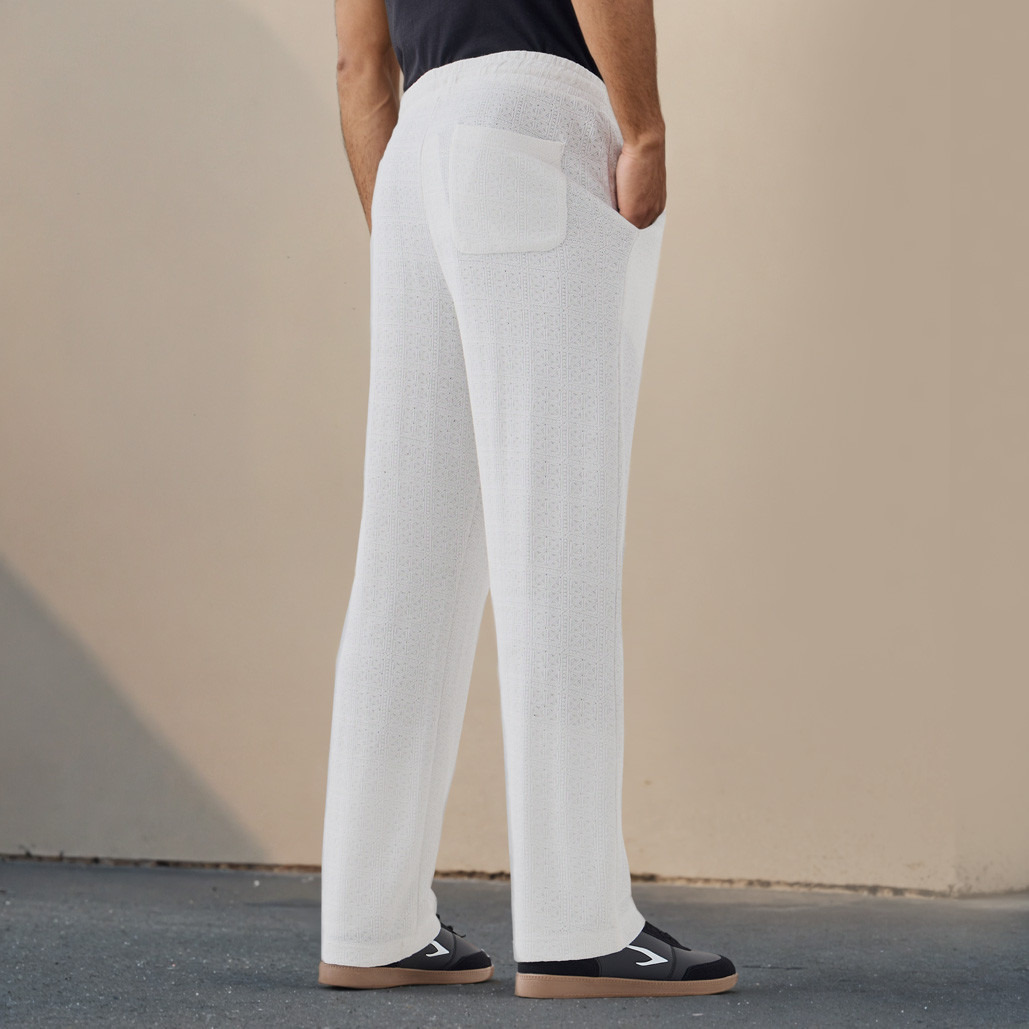 Iconic Regular Fit Textured Flexi Waist Trousers with Pockets-men-clothing-bottoms-trousersandchinos-trousers-image-3