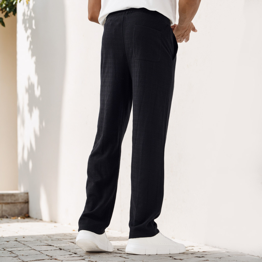 Iconic Regular Fit Textured Flexi Waist Trousers with Pockets-men-clothing-bottoms-trousersandchinos-trousers-image-3